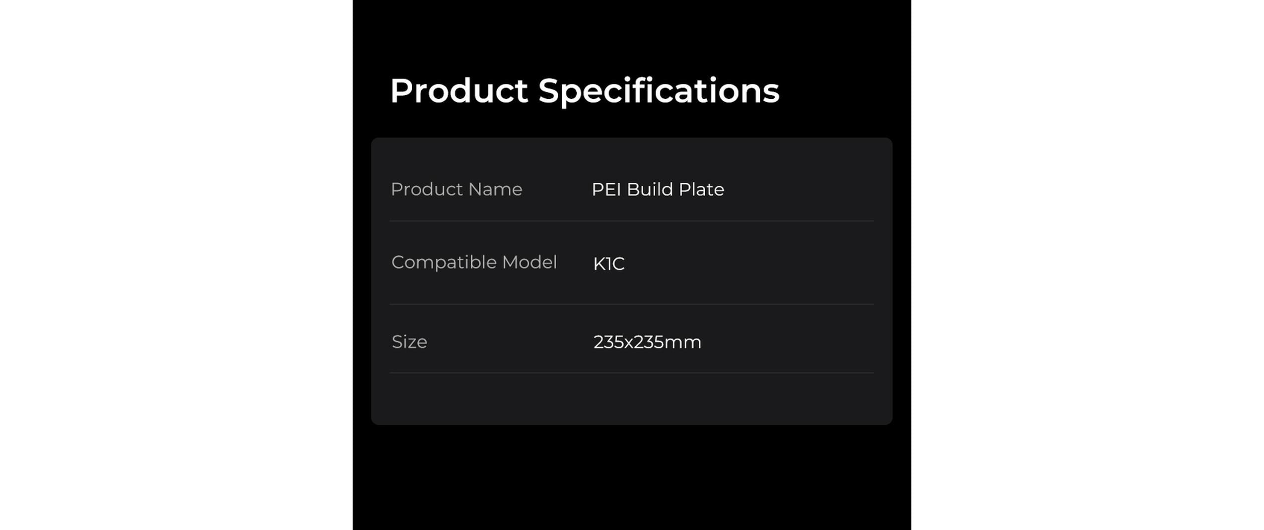 Creality Druckplattform K1C PEI Bauplatte