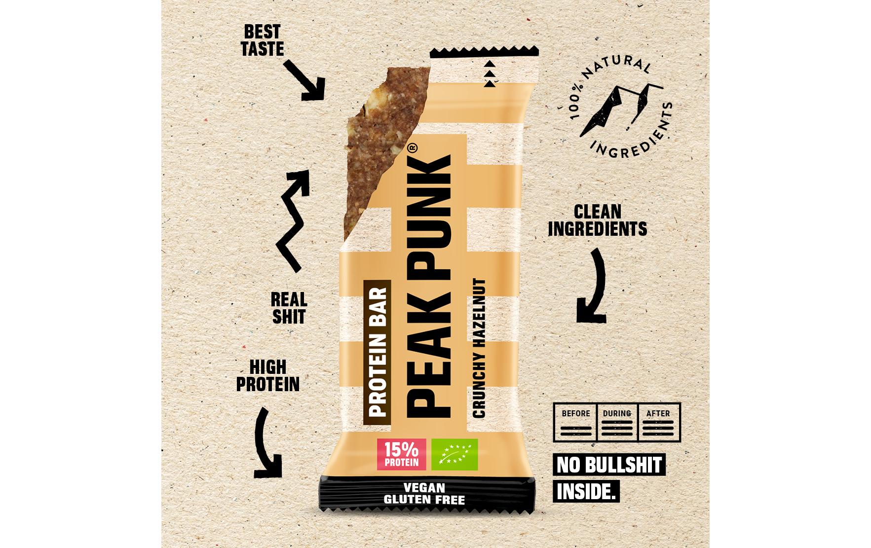 PEAK PUNK Bio Protein Bar Crunchy Hazelnut 12 x 55 g
