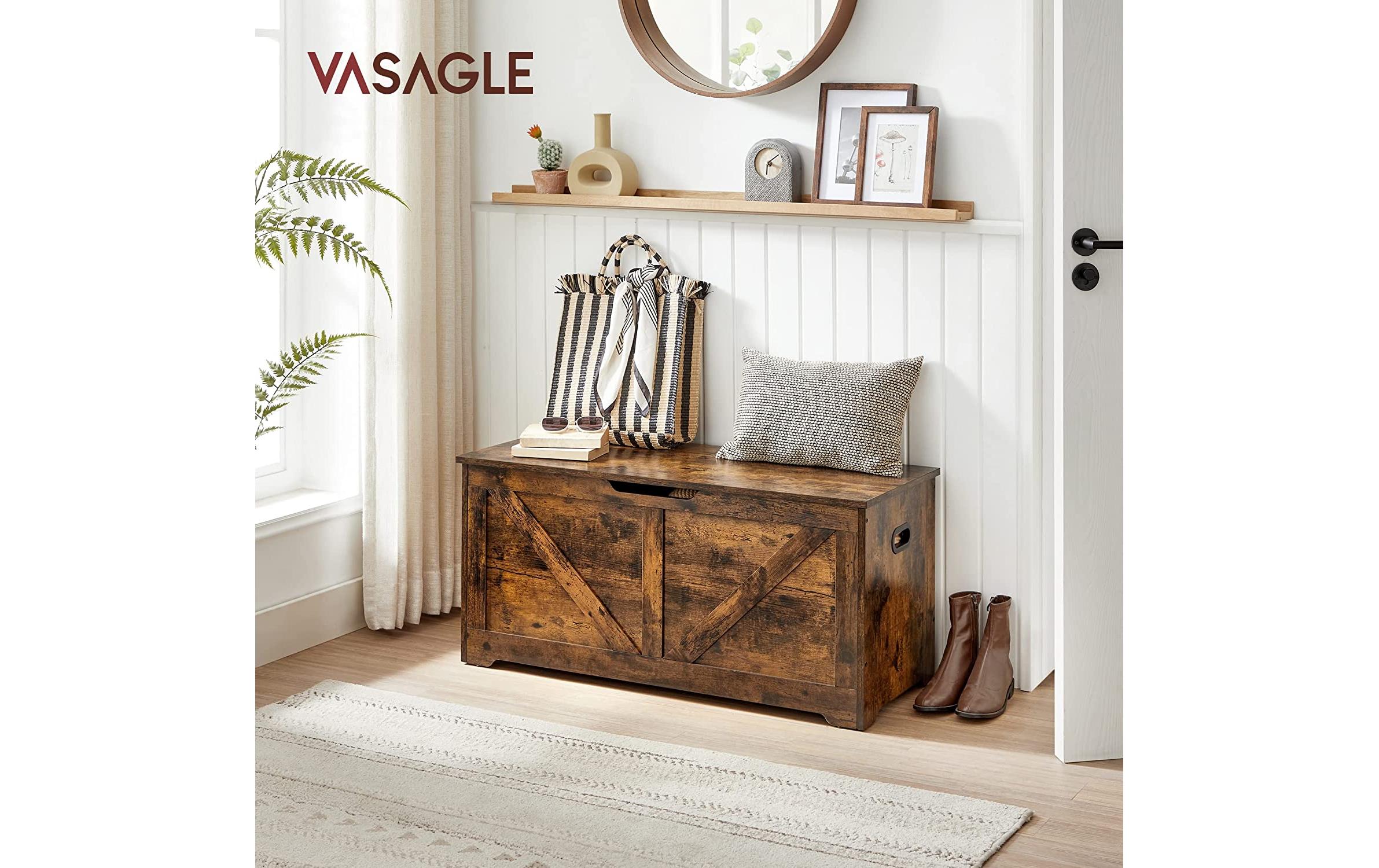 VASAGLE Sitztruhe 100 x 40 x 46 cm, Vintagebraun