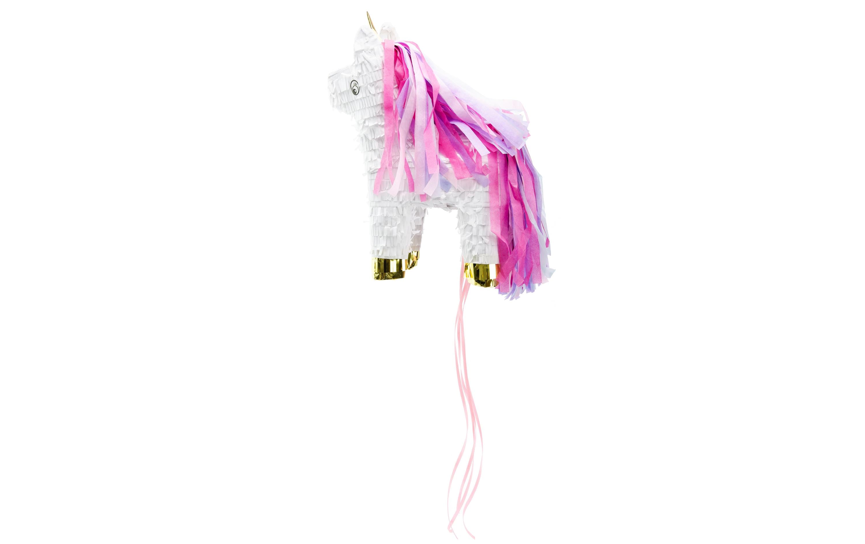 Partydeco Pinata Einhorn, 24.5 x 34 x 9 cm, Pink/Weiss, 1 Stück
