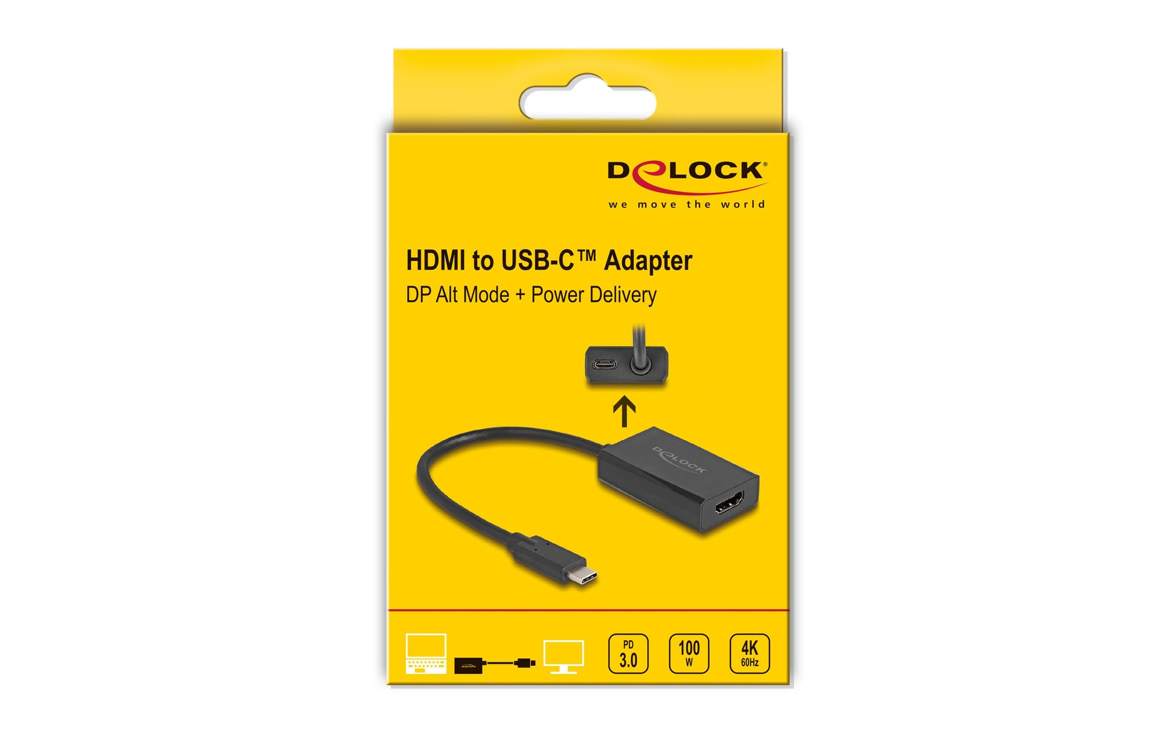 Delock Adapter 4K/60Hz mit PD 100 W HDMI - USB Type-C