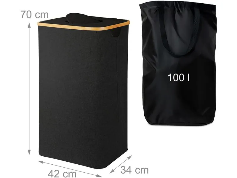 relaxdays Recyclingbehälter 100 L Schwarz relaxdays Recyclingbehälter 100 L Schwarz