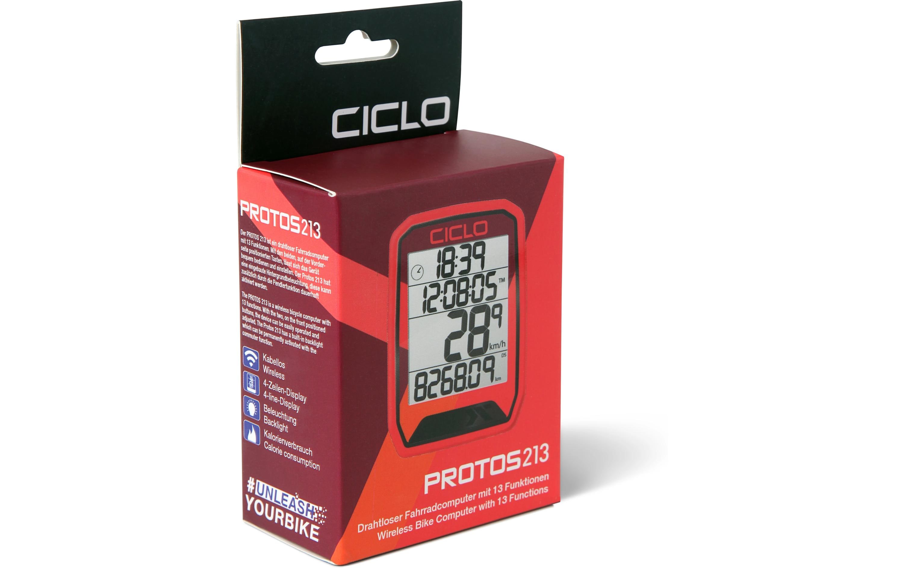Ciclosport Fahrradcomputer Protos 213 Rot