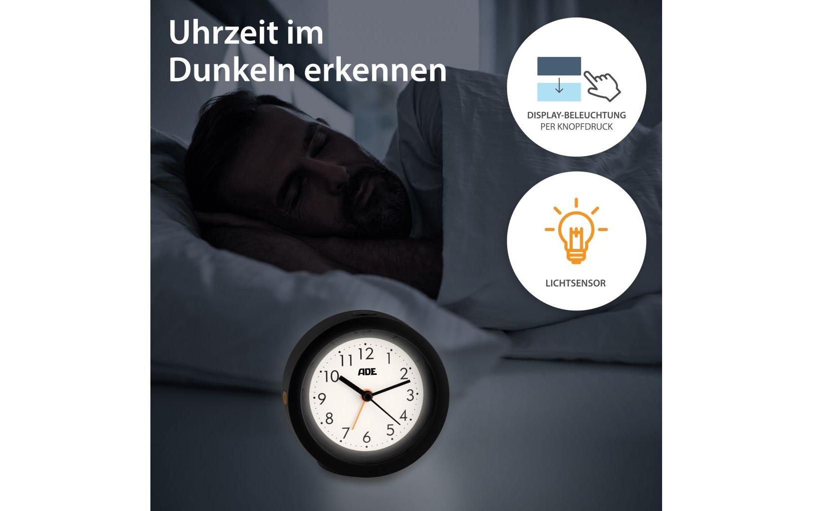ADE Klassischer Wecker mit Nachtlicht-Sensor