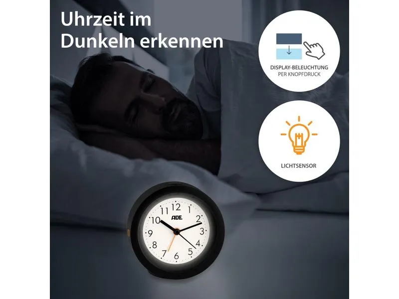 ADE Klassischer Wecker mit Nachtlicht-Sensor ADE Klassischer Wecker mit Nachtlicht-Sensor