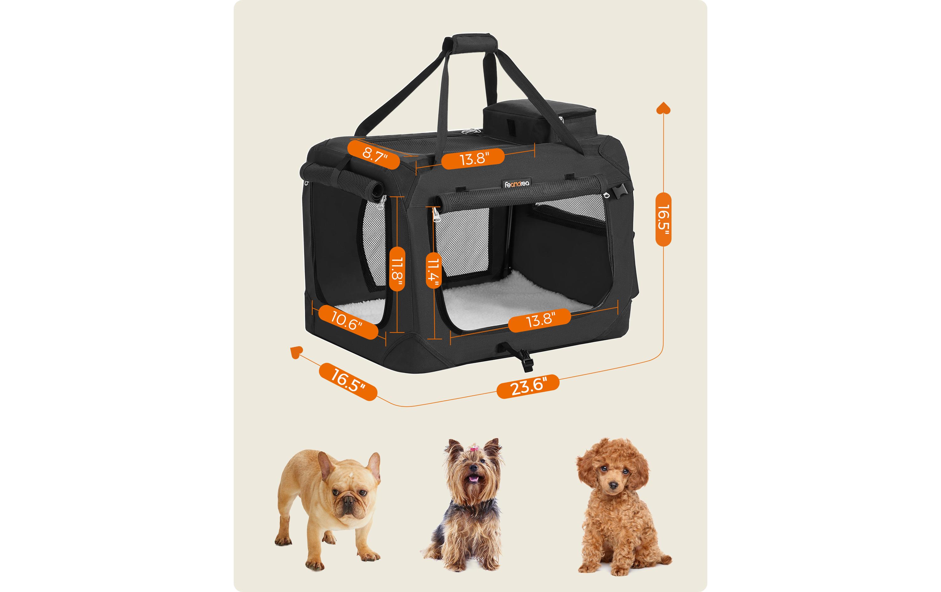 Feandrea Transportbox Haustier, 60 x 42 x 42 cm, Schwarz