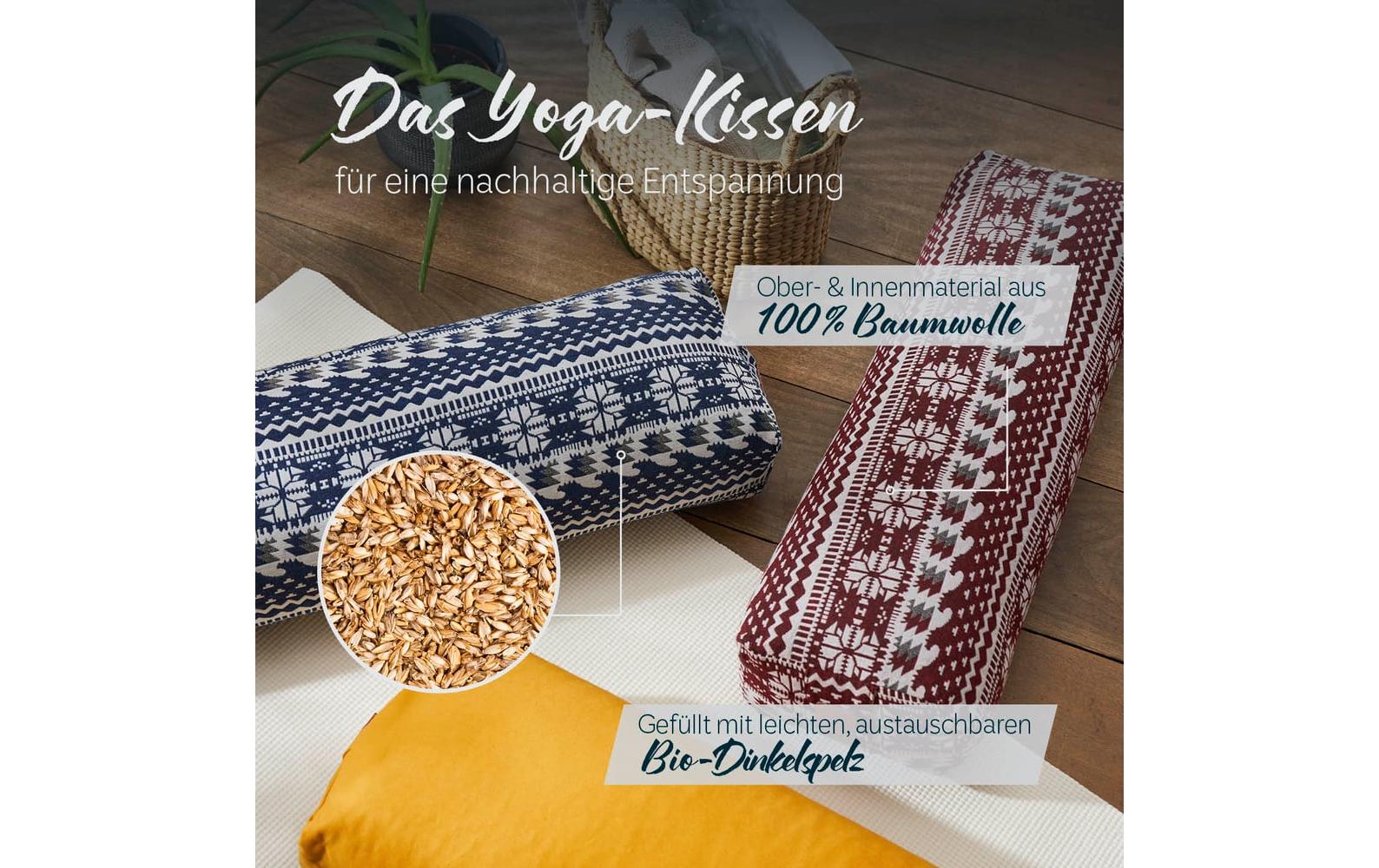 DoYourYoga Yoga-Bolster Paravati Bio-Dinkelspelz, Schwarz/Weiss
