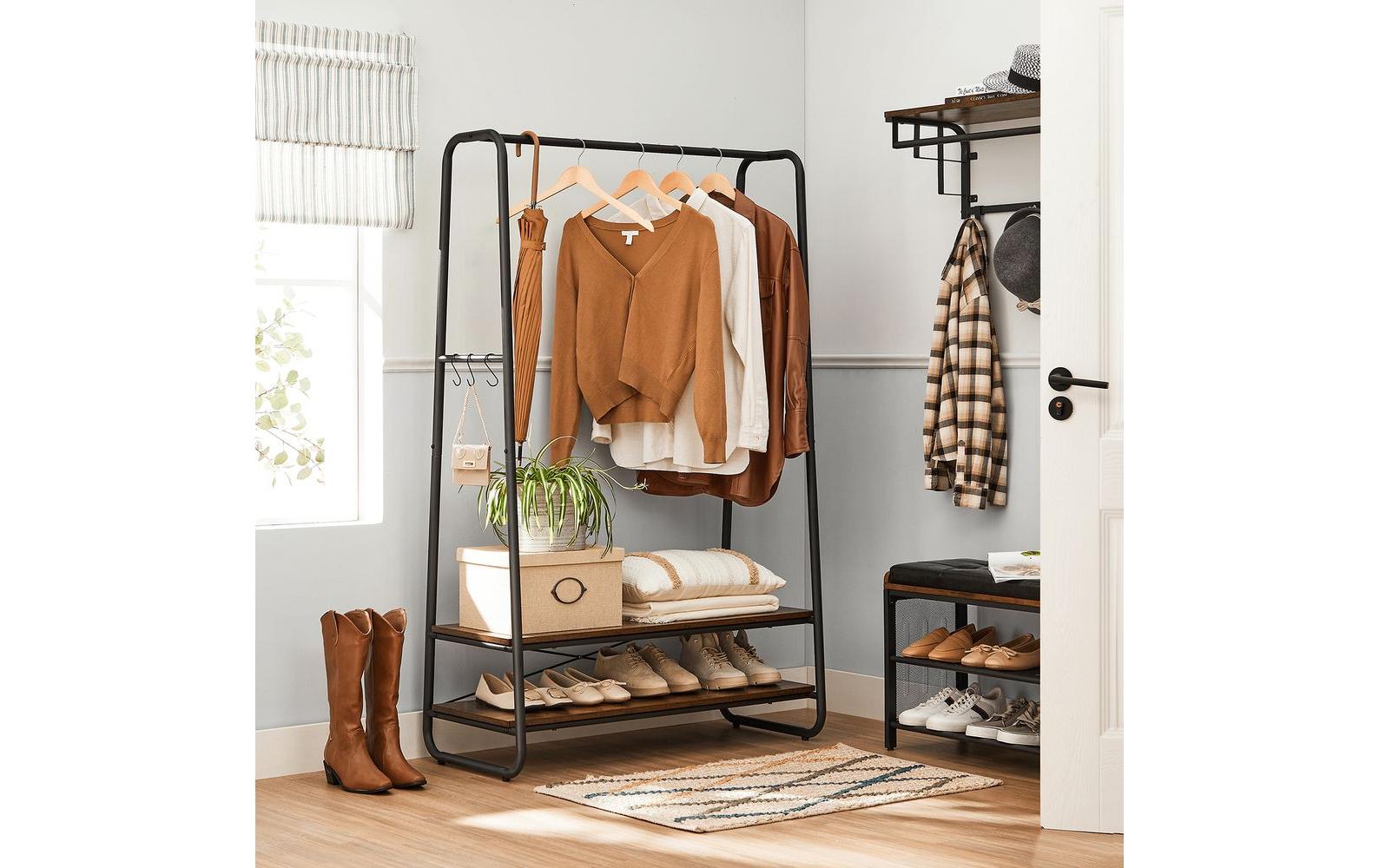 VASAGLE Garderobe Vintage 160 cm, Braun/Schwarz