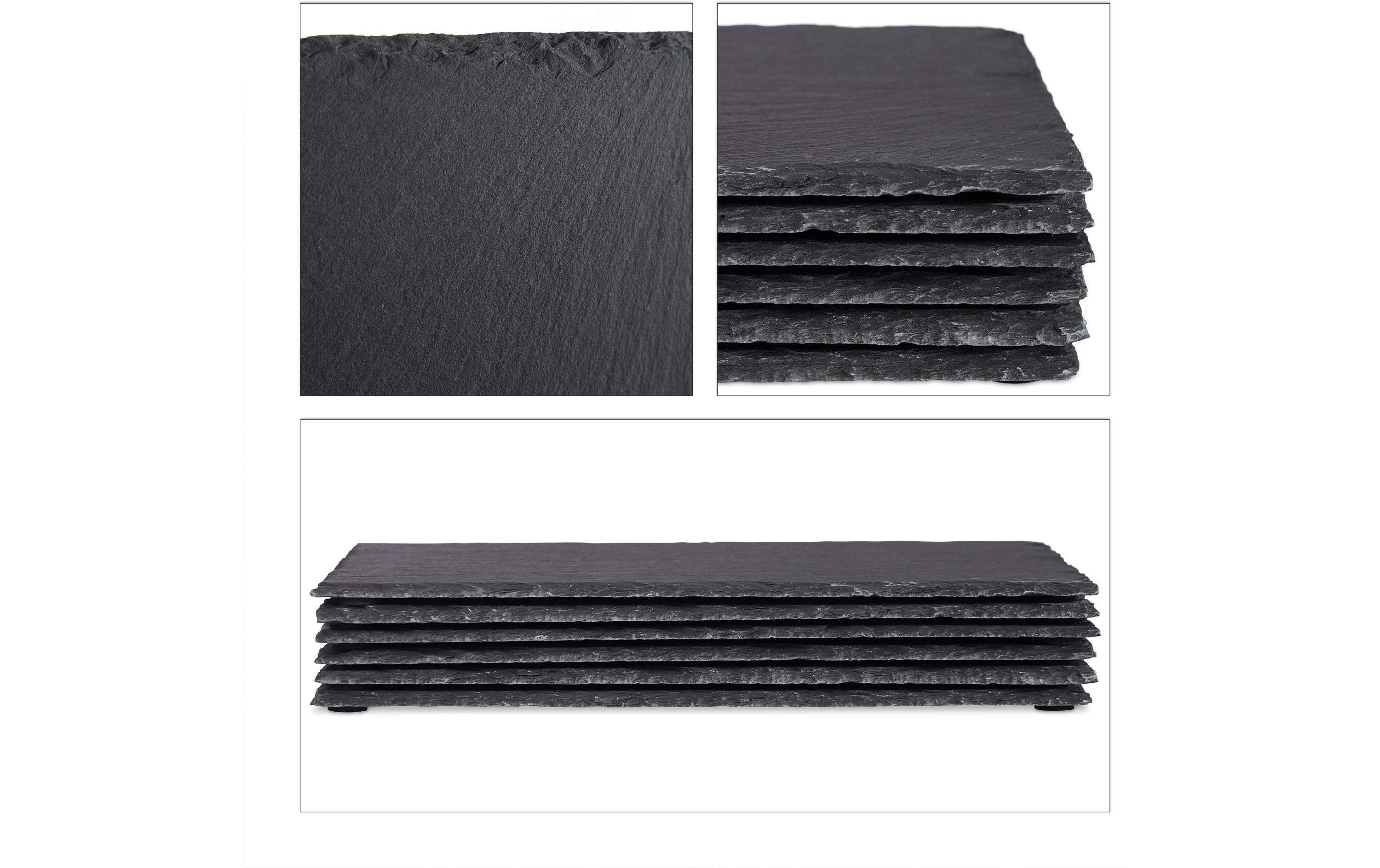 relaxdays Servierplatte 6 Stück, Schwarz