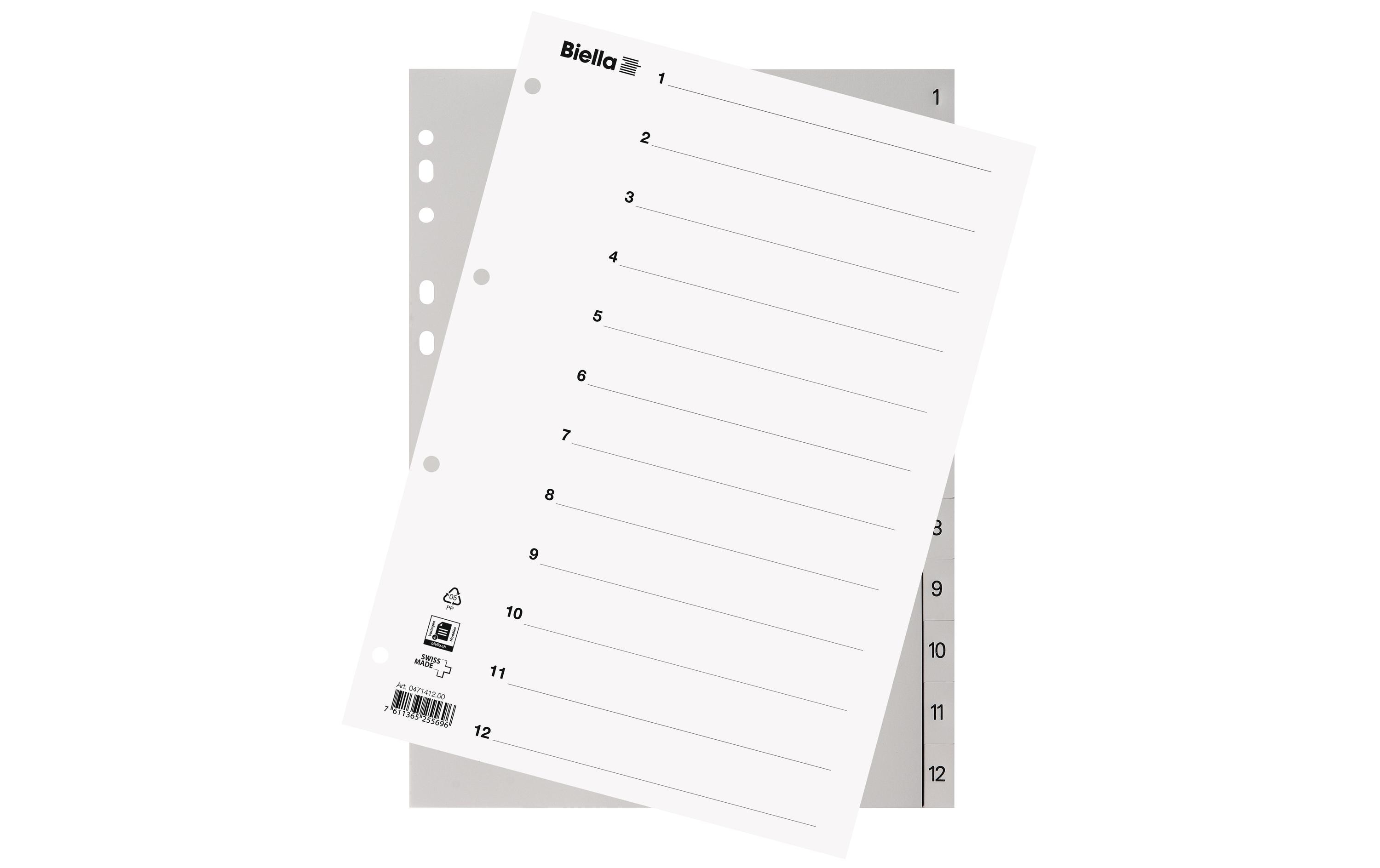 Biella Register A4 1 - 12 mit Indexblatt Biella Register A4 1 - 12 mit Indexblatt