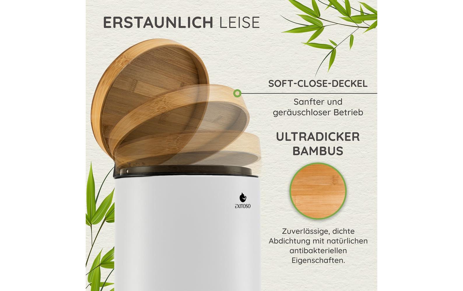 Exitoso Tretmülleimer mit Softclose-Deckel 5 l, Weiss