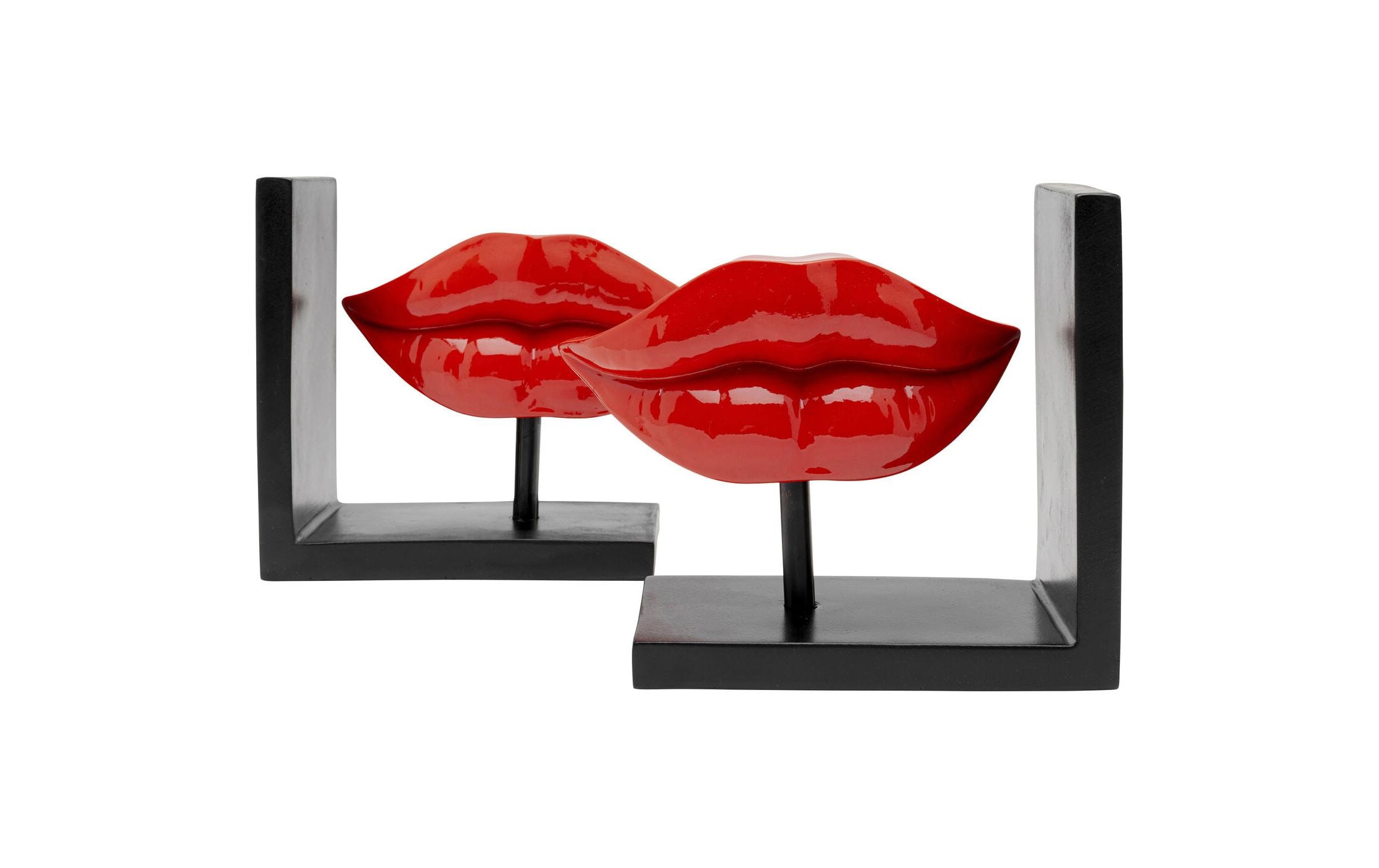 Kare Buchstütze Lips 2er Set, Rot/Schwarz