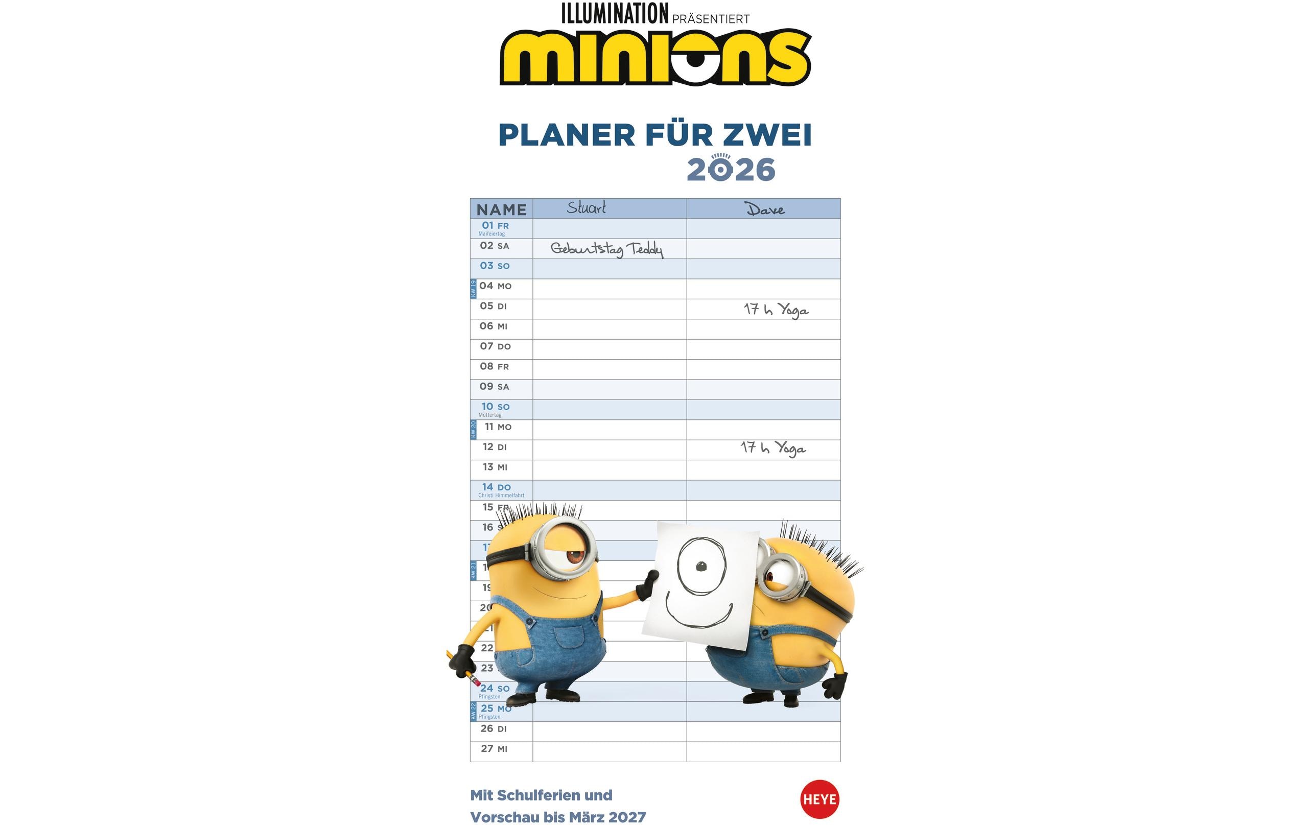 Heye Jahresplaner Minions Planer für zwei 2026 Heye Jahresplaner Minions Planer für zwei 2026