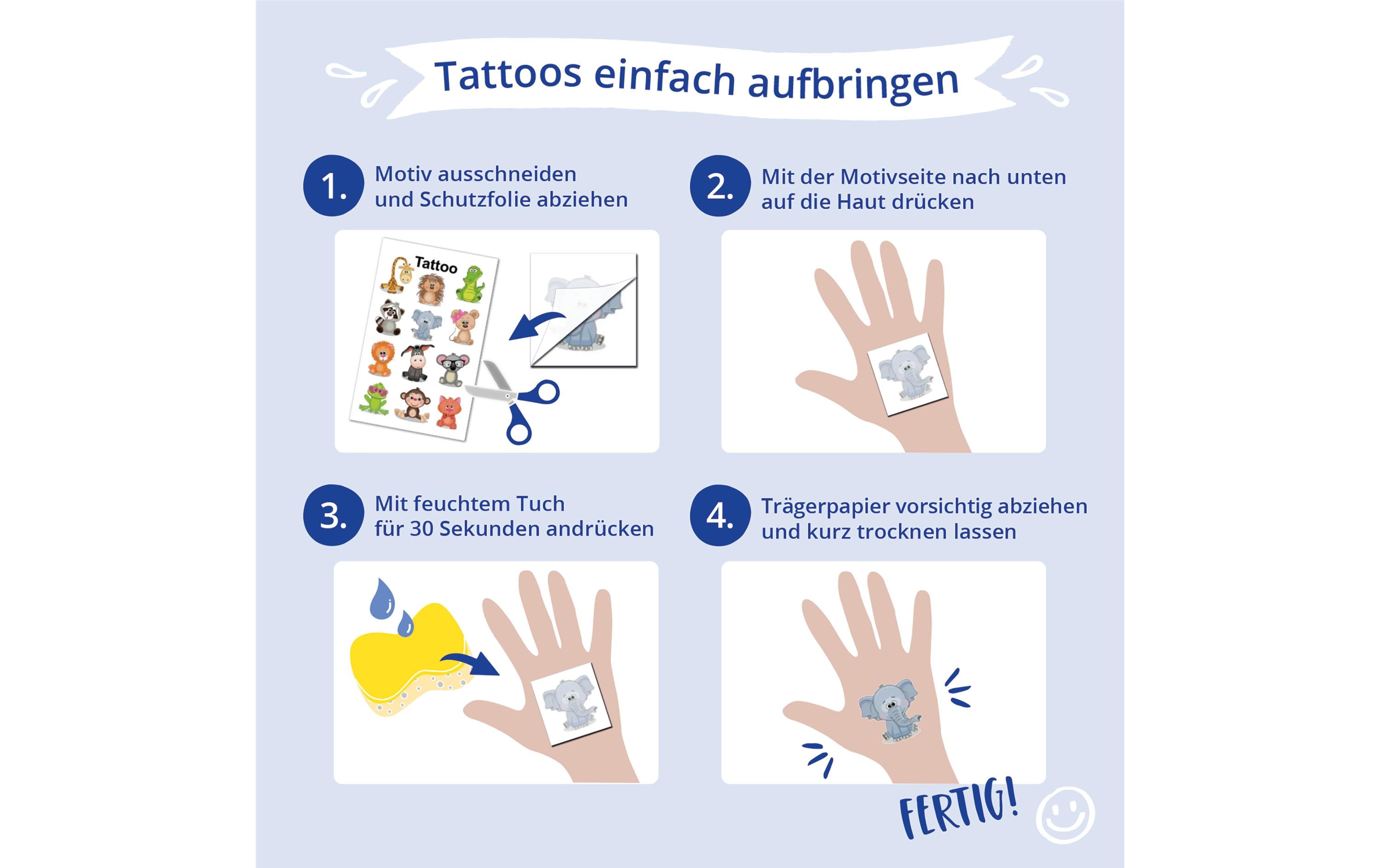 Z-Design Motivsticker Kinder Tattoos 10 Blatt, 124 Sticker