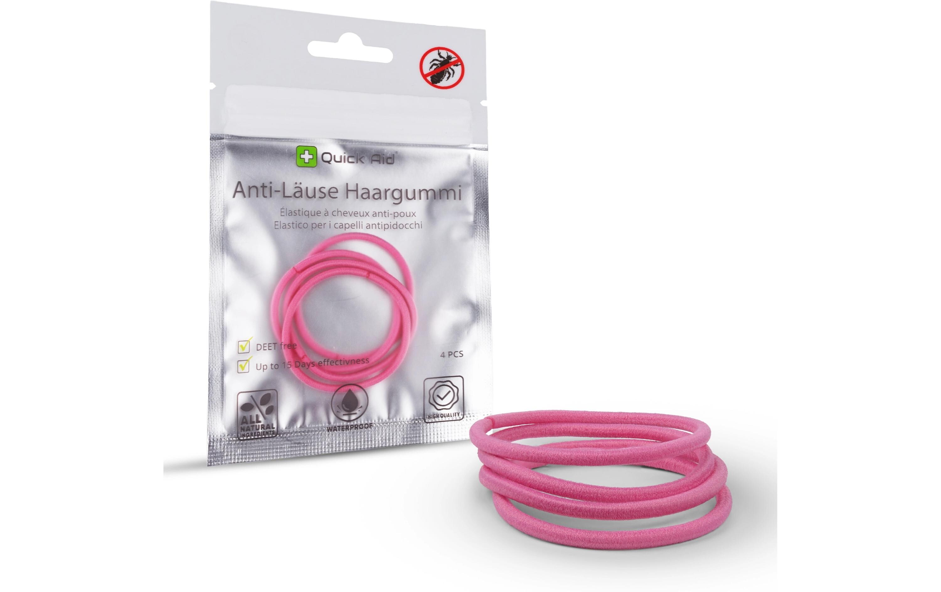 Quick Aid Insektenabwehr Anti-Läuse Haargummi pink 4 Stück