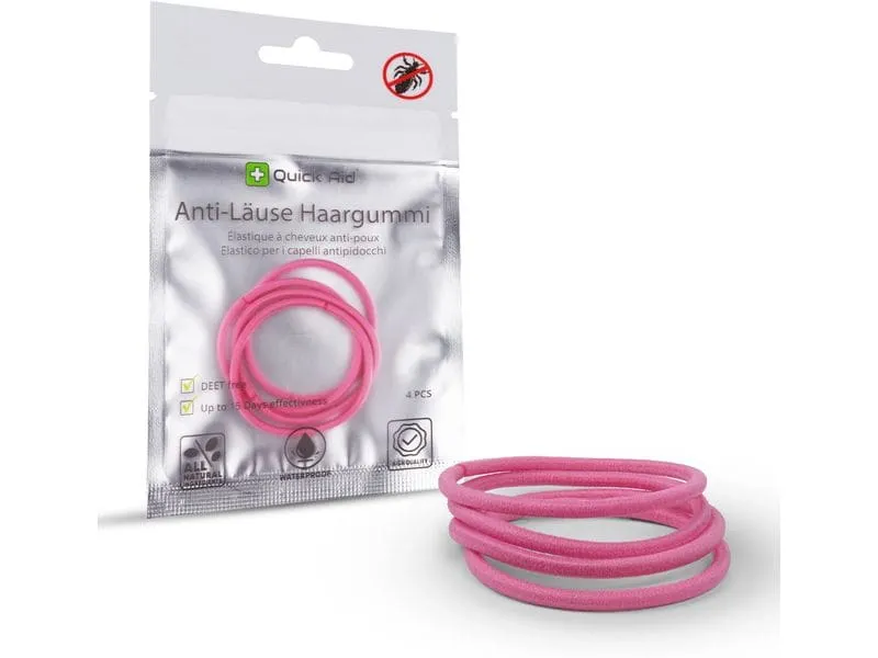 Quick Aid Insektenabwehr Anti-Läuse Haargummi pink 4 Stück