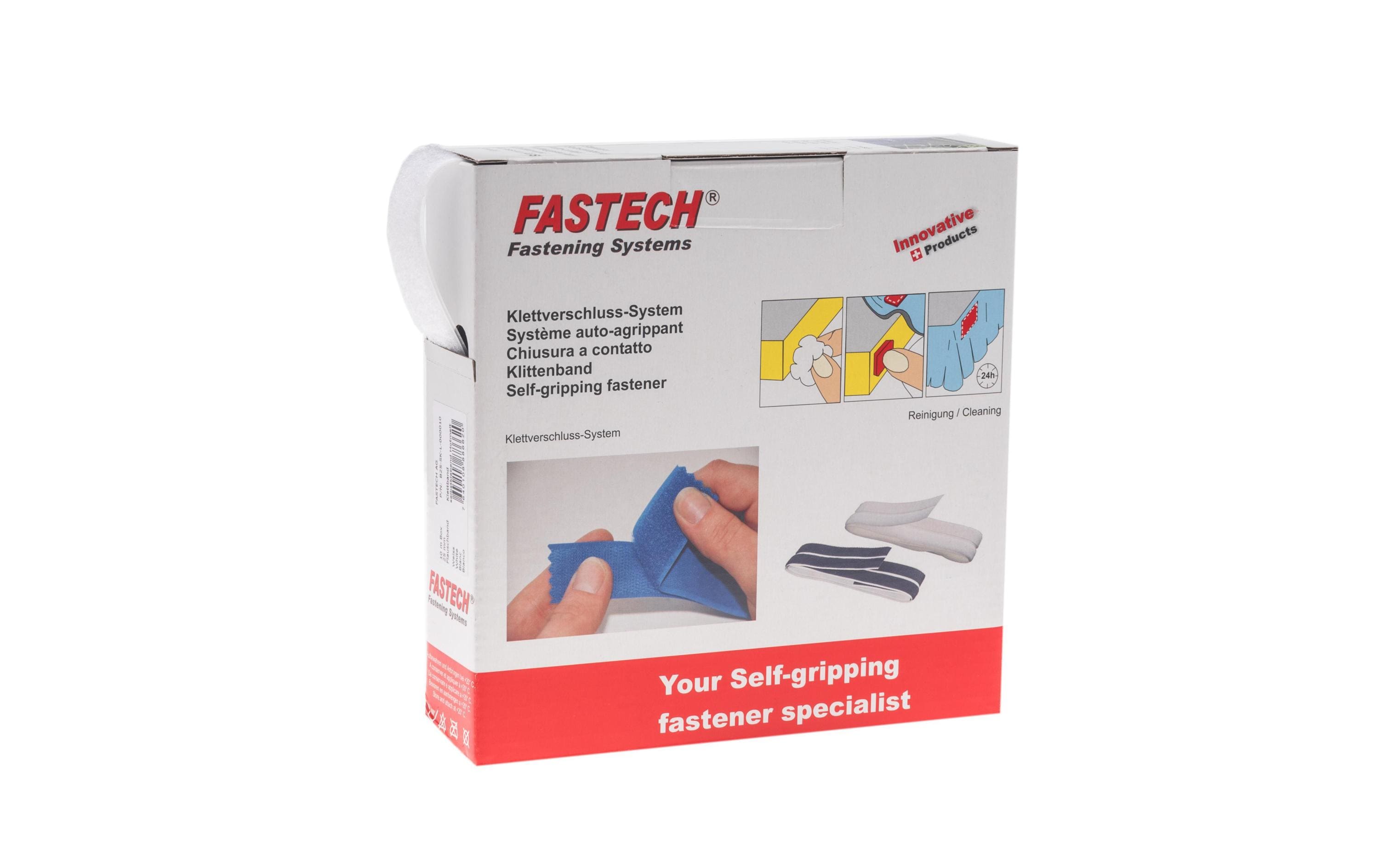 FASTECH Flauschseite Box 25 mm x 10 m selbstklebend, Weiss