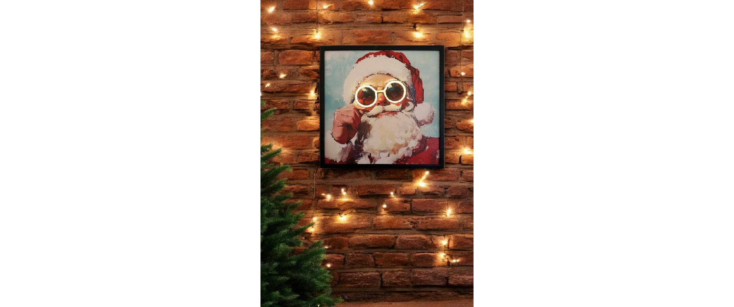 Dameco LED Bild Santa Neon Brille 46 cm x 46 cm