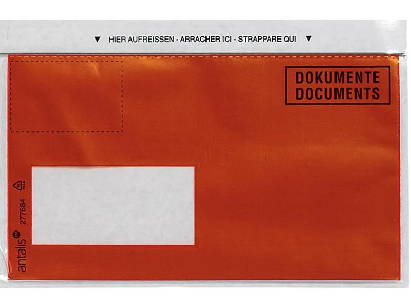 Antalis Dokumententasche C6/5 Druck, Fenster links, 1000 Stück, Rot