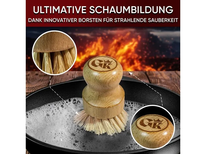 Gusskoenig Holz-Spülbürste mit Sisalborsten für Gusseisen