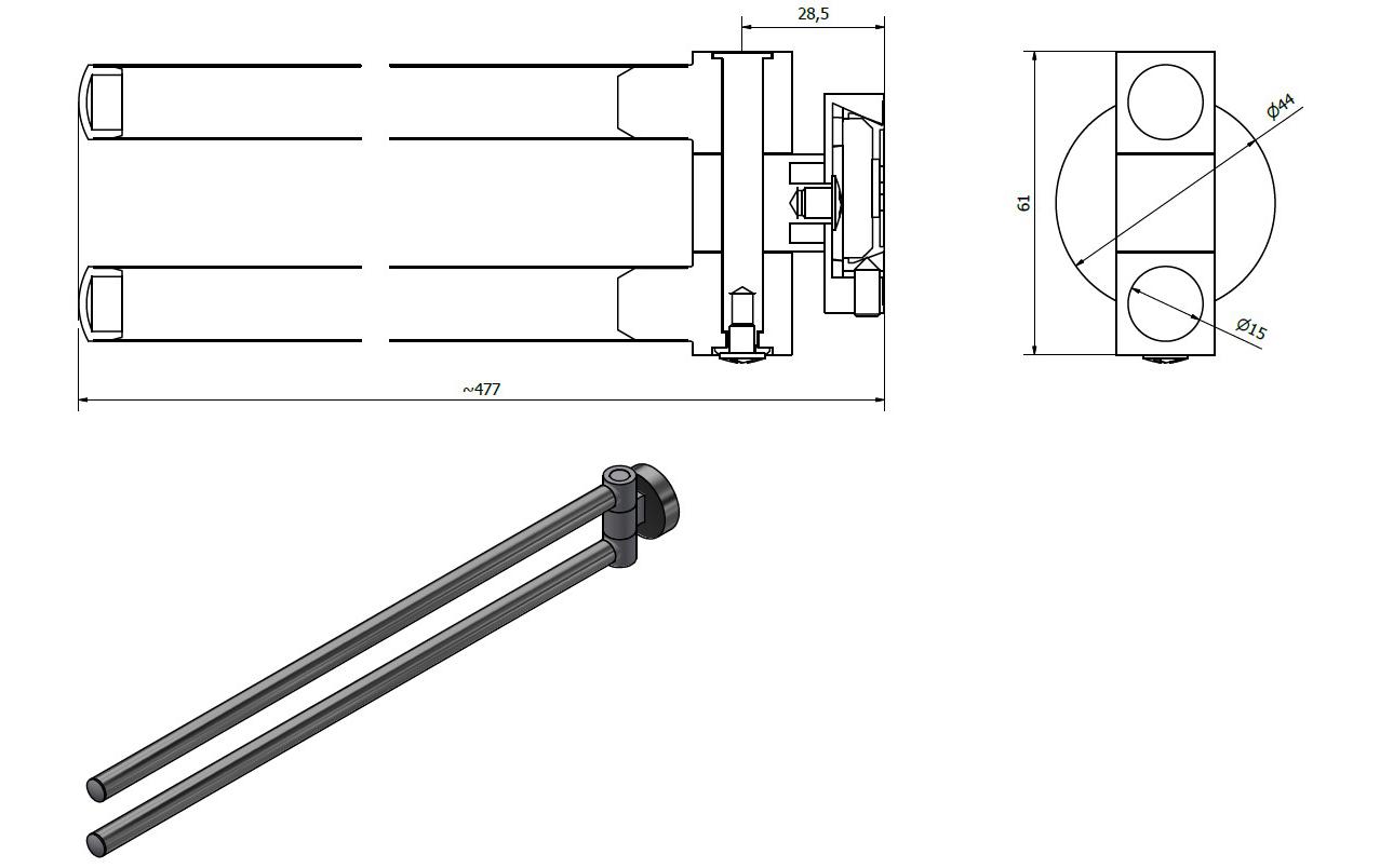 Sofia Handtuchhalter 2-armig 44 cm, verchromt Sofia Handtuchhalter 2-armig 44 cm, verchromt