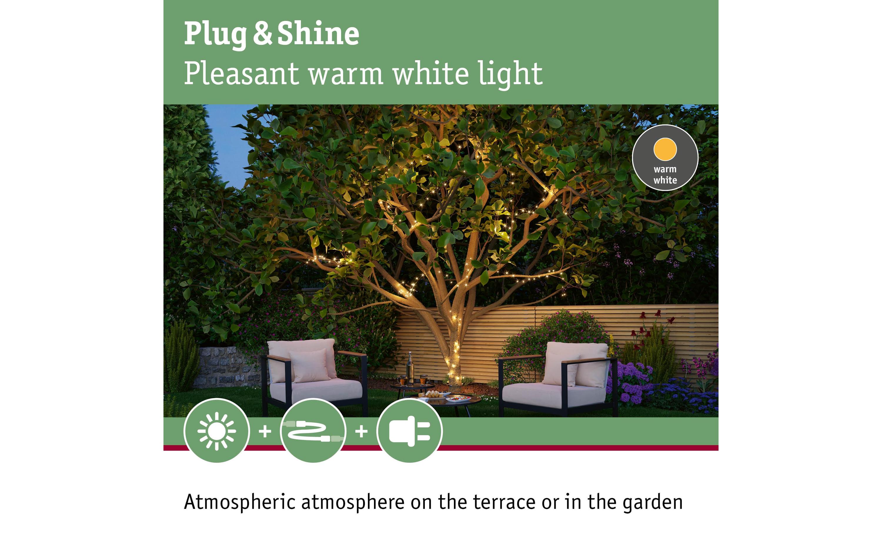 Paulmann LED Lichterkette Plug & Shine Yuna 7.4 m, Warmweiss, Schwarz