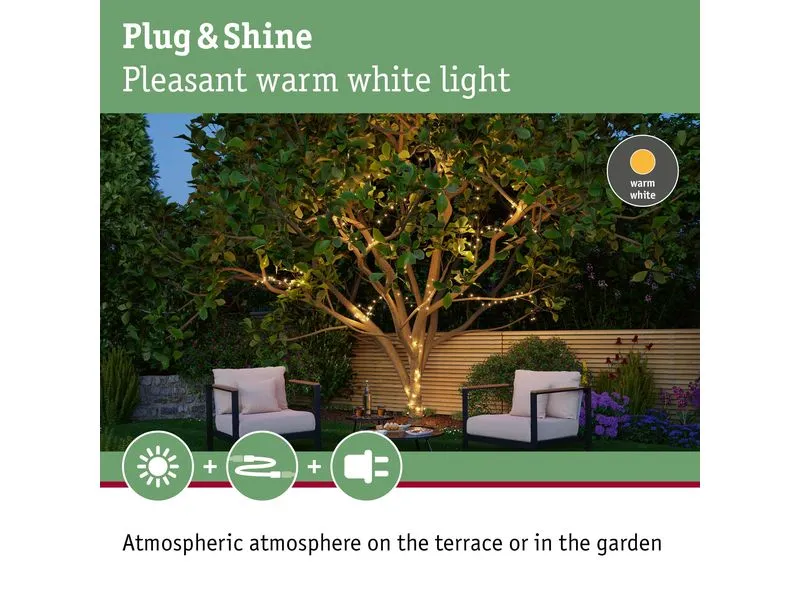 Paulmann LED Lichterkette Plug & Shine Yuna 7.4 m, Warmweiss, Schwarz