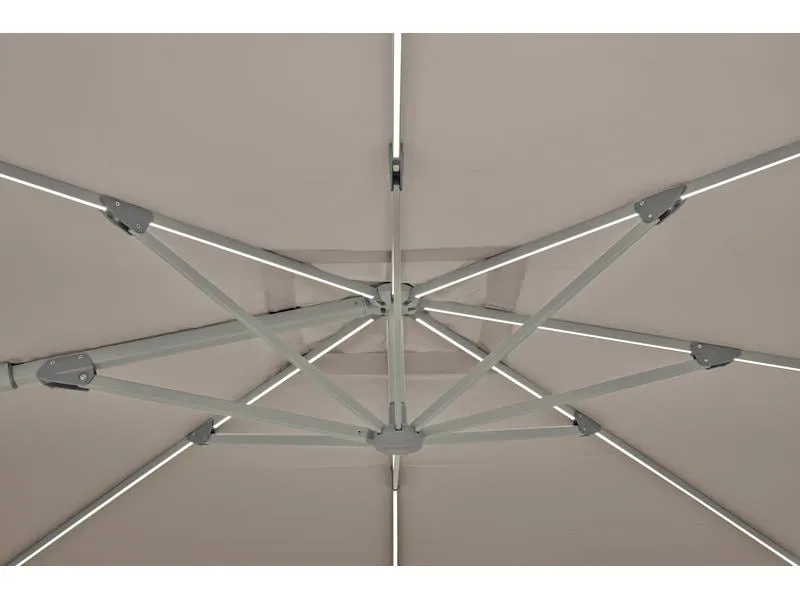 Suncomfort by Glatz Sonnenschirm Varioflex Solar LED, 300 x 300 cm, Hellgrau