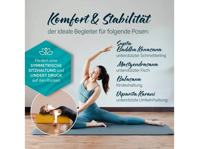 DoYourYoga Yoga-Bolster Paravati mit Bio-Dinkelspelz Gelb DoYourYoga Yoga-Bolster Paravati mit Bio-Dinkelspelz Gelb