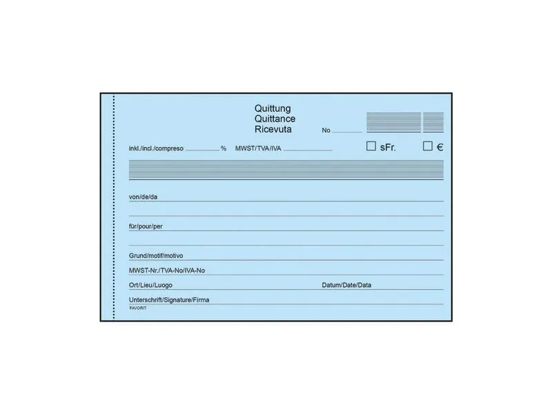 Favorit Durchschreibebuch A6 Quittungen, D/F/I, 50 x 2 Blatt Favorit Durchschreibebuch A6 Quittungen, D/F/I, 50 x 2 Blatt