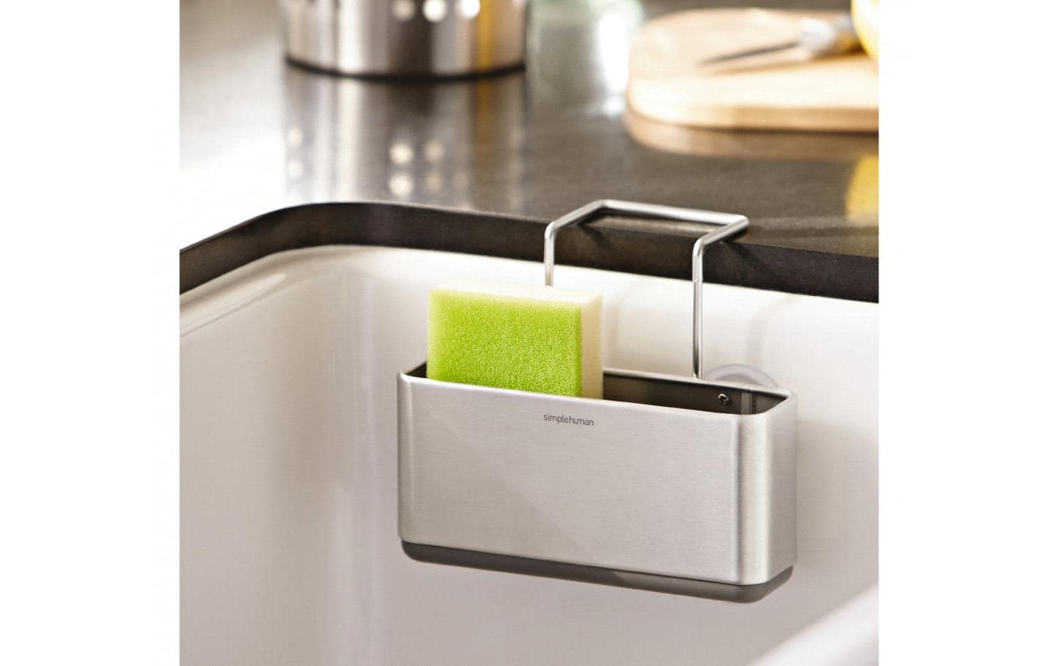 Simplehuman Spültroganhänger Caddy Edelstahl Silber