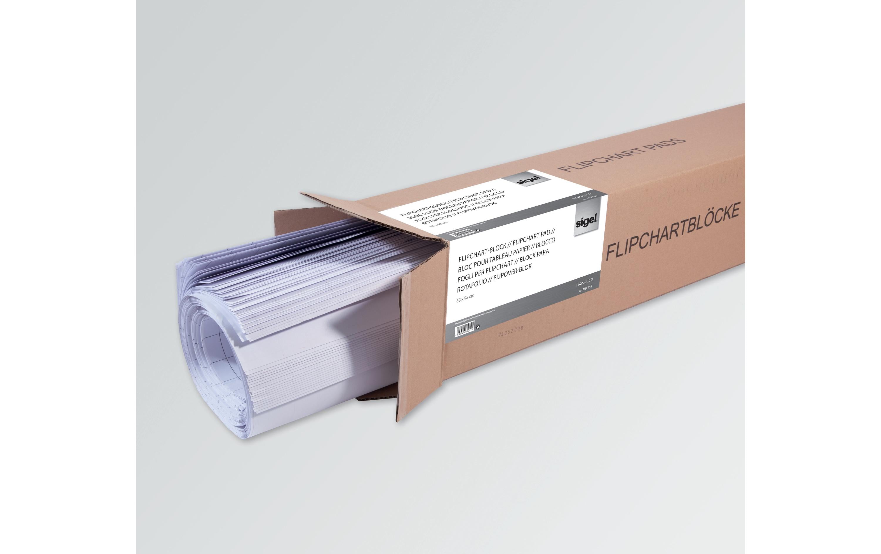 Sigel Flipchart 68 x 98 cm 20 Blatt Kariert 80 g/m², 5 Stück Sigel Flipchart 68 x 98 cm 20 Blatt Kariert 80 g/m², 5 Stück