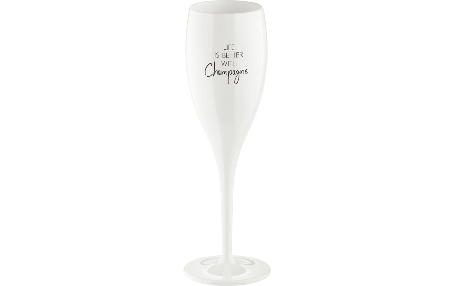 Koziol Sektglas Superglas Life is better 100 ml, 1 Stück, Weiss
