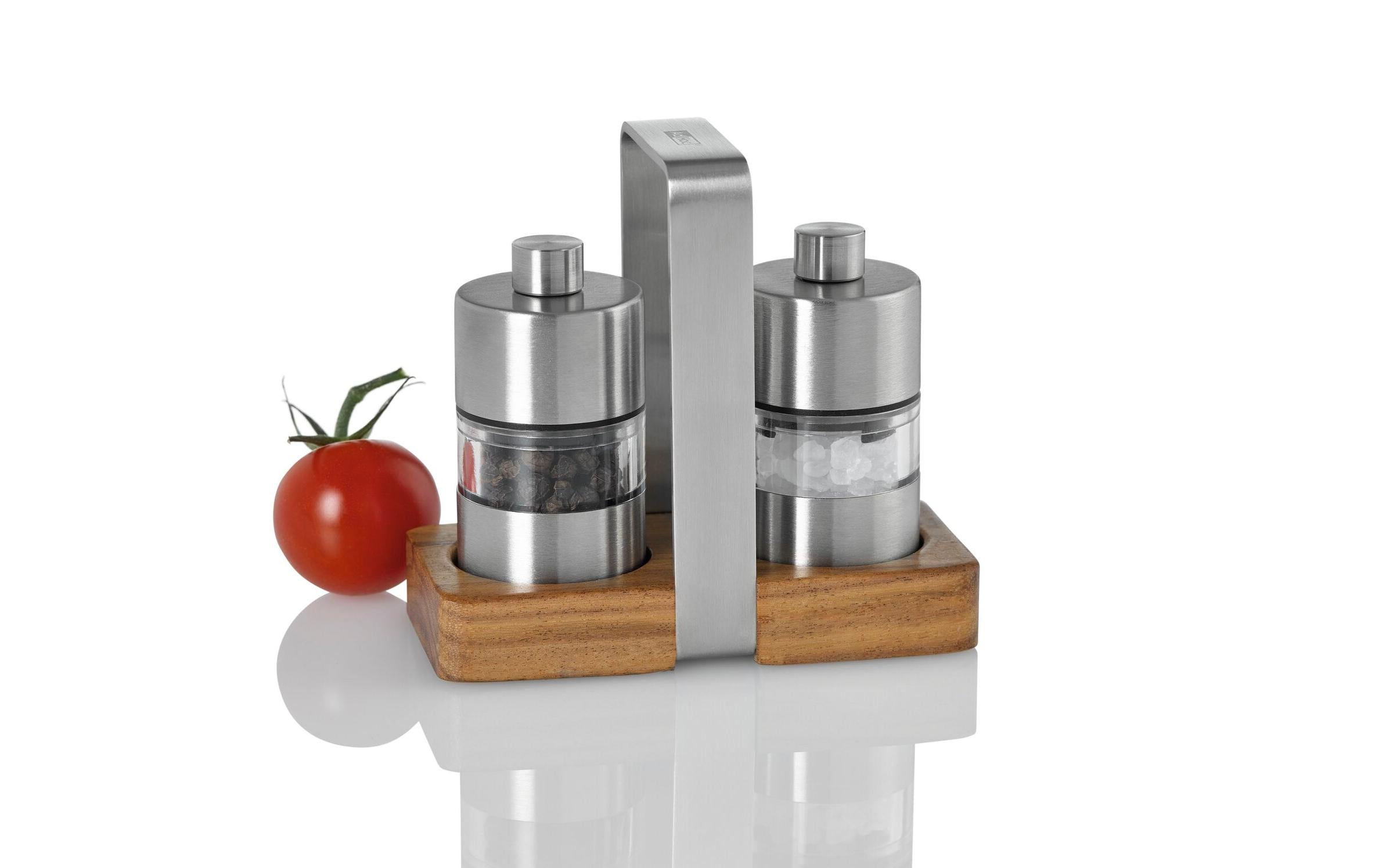 AdHoc Salz- und Pfeffermühle Menage Minimill 5 cm, Braun/Silber