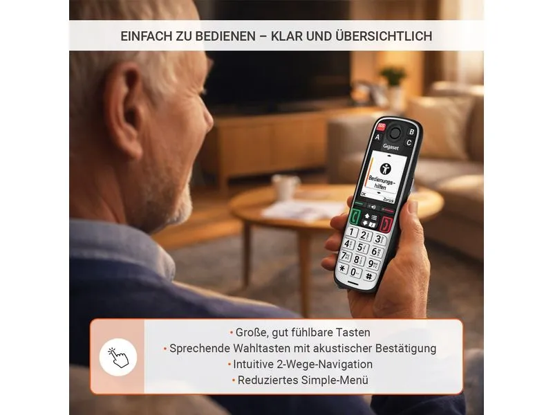 Gigaset Schnurlostelefon EASY 500A Schwarz mit Anrufbeantworter