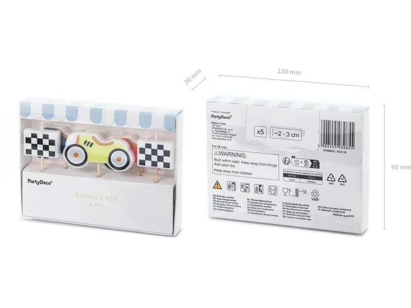 Partydeco Kerze Auto 2-3 cm, Mehrfarbig