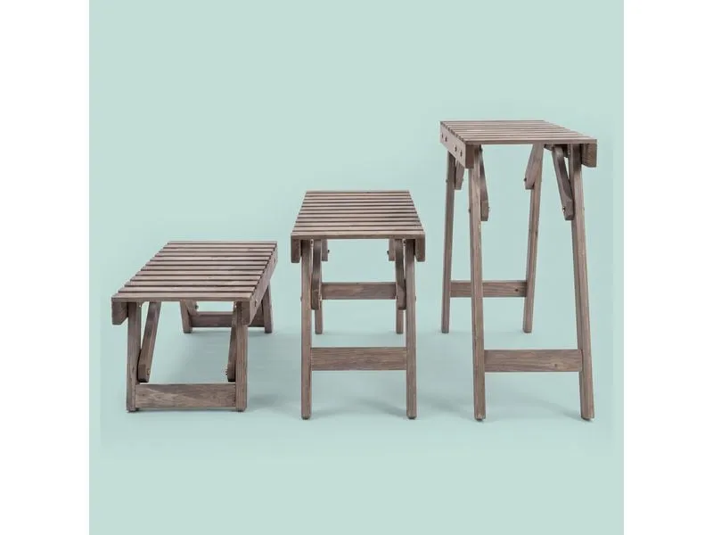 relaxdays Blumentreppe Tannenholz, Dunkelbraun, 3er Set relaxdays Blumentreppe Tannenholz, Dunkelbraun, 3er Set