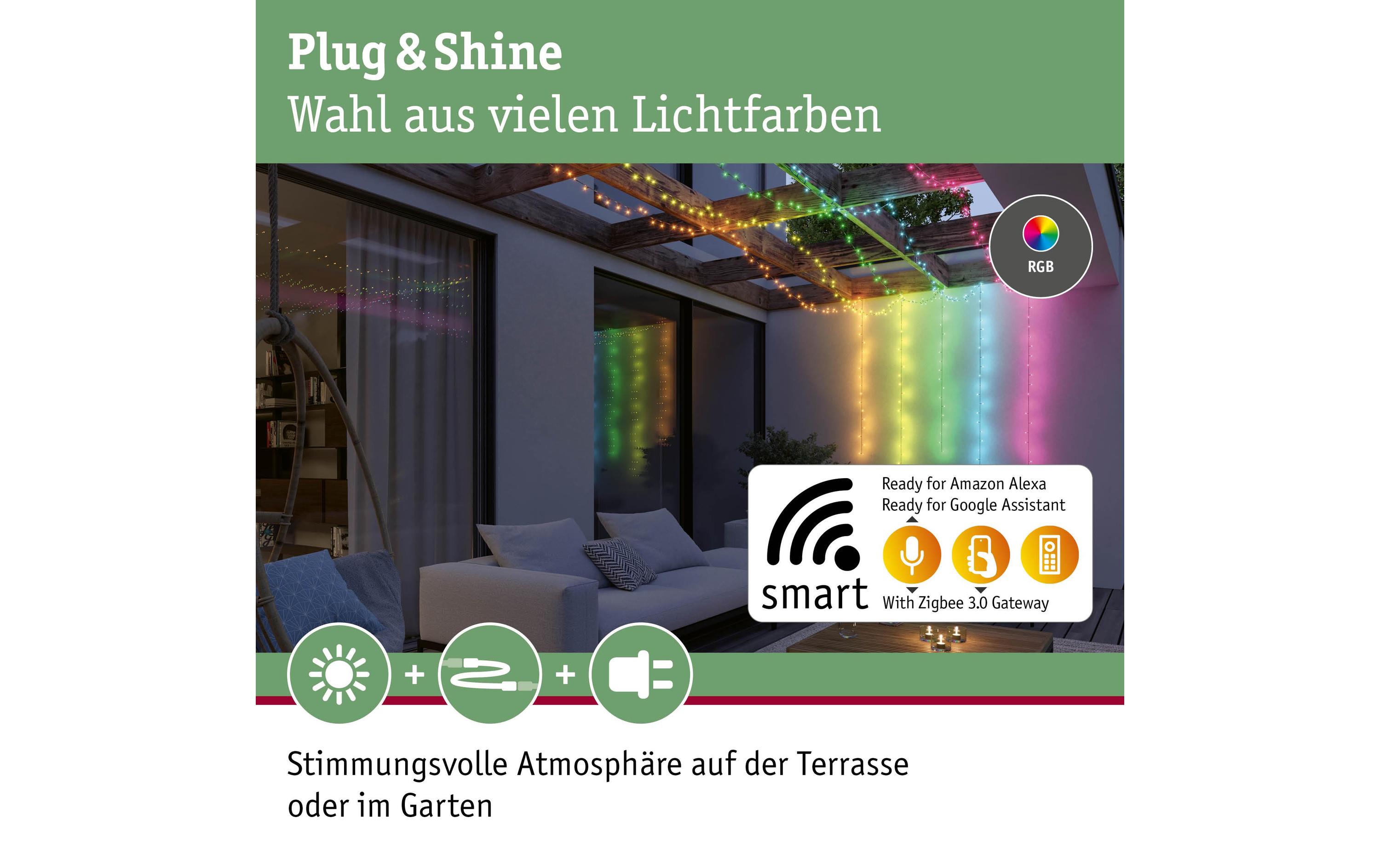 Paulmann LED Lichterkette Plug & Shine Yuna 7.4 m, RGB, Schwarz