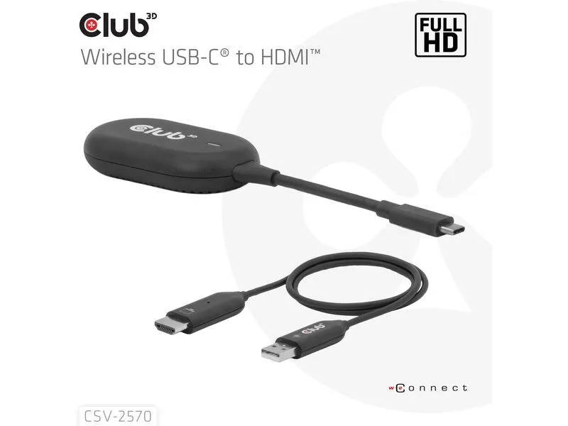 Club 3D CSV-2570 Drahtloser Sender und -Empfänger USB Type-C - HDMI