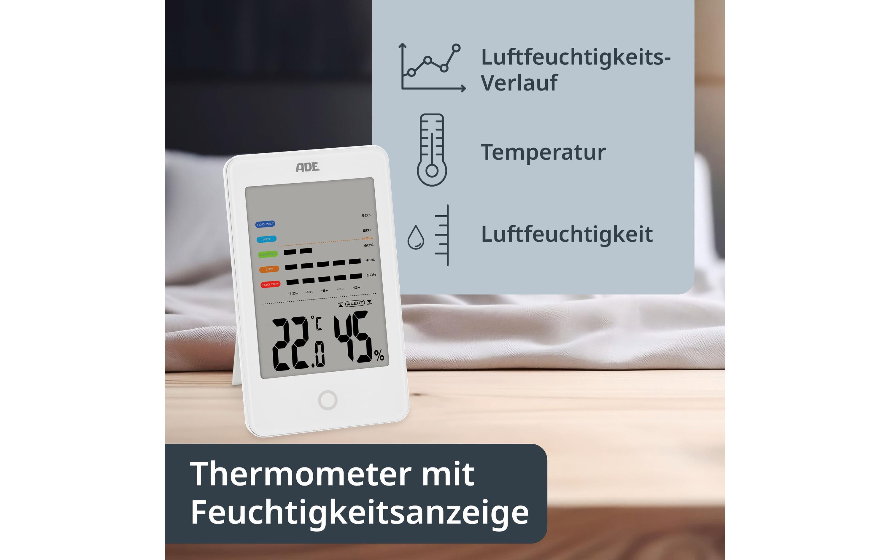 ADE Thermo-/Hygrometer digital Weiss