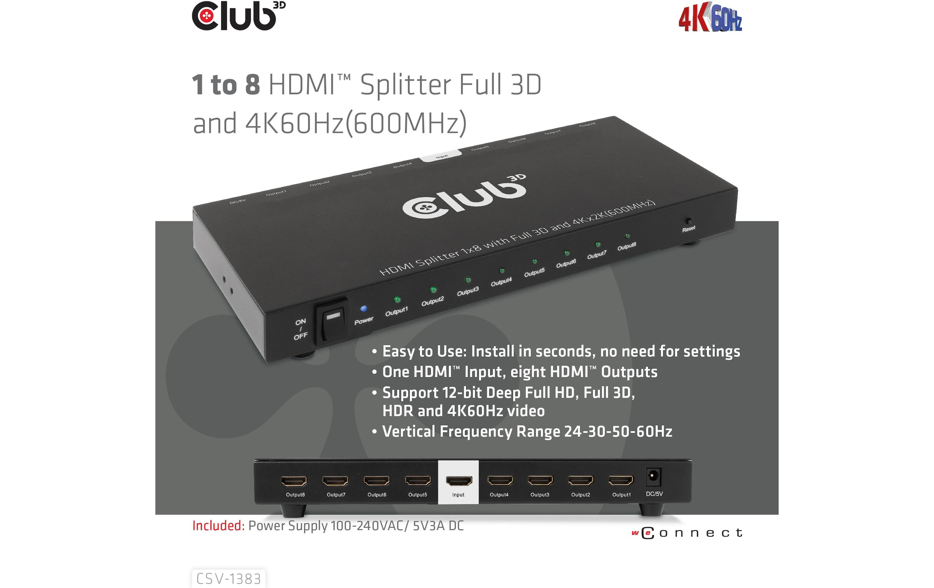 Club 3D 8-Port Signalsplitter CSV-1383