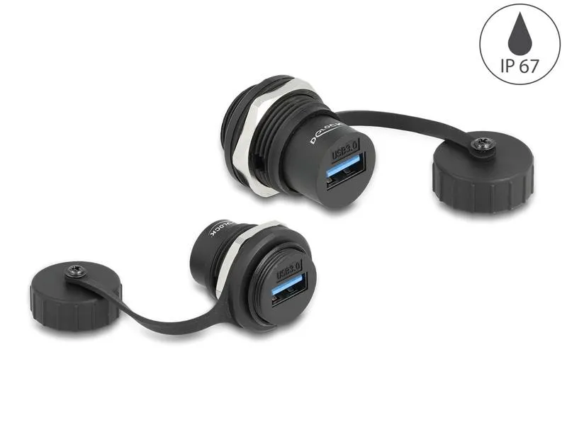 Delock USB 3.2 Gen 1 Typ-A Einbaubuchse IP67 staub- & wasserdicht