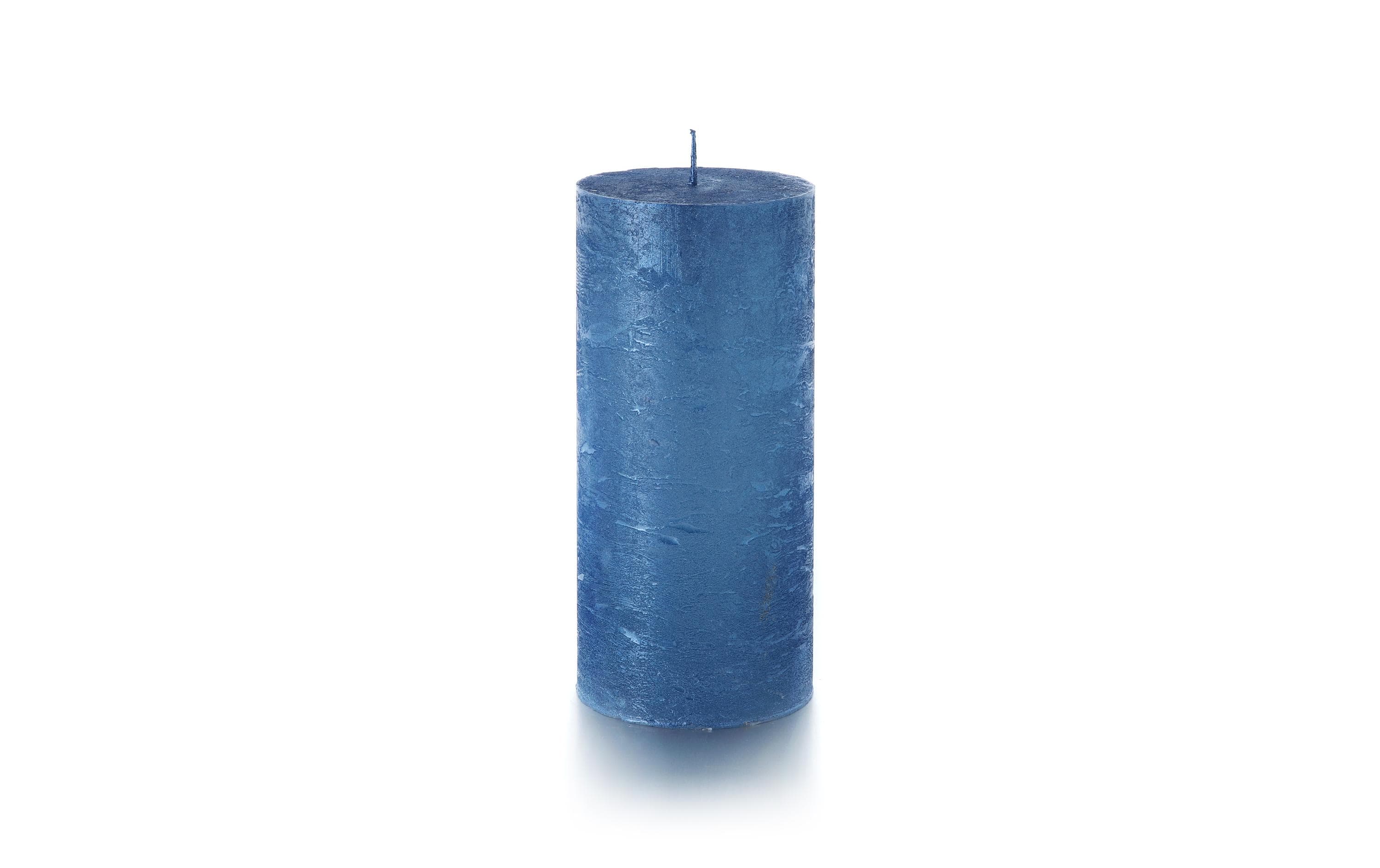 balthasar Zylinderkerze Rustico 15 x 7 cm, Blau