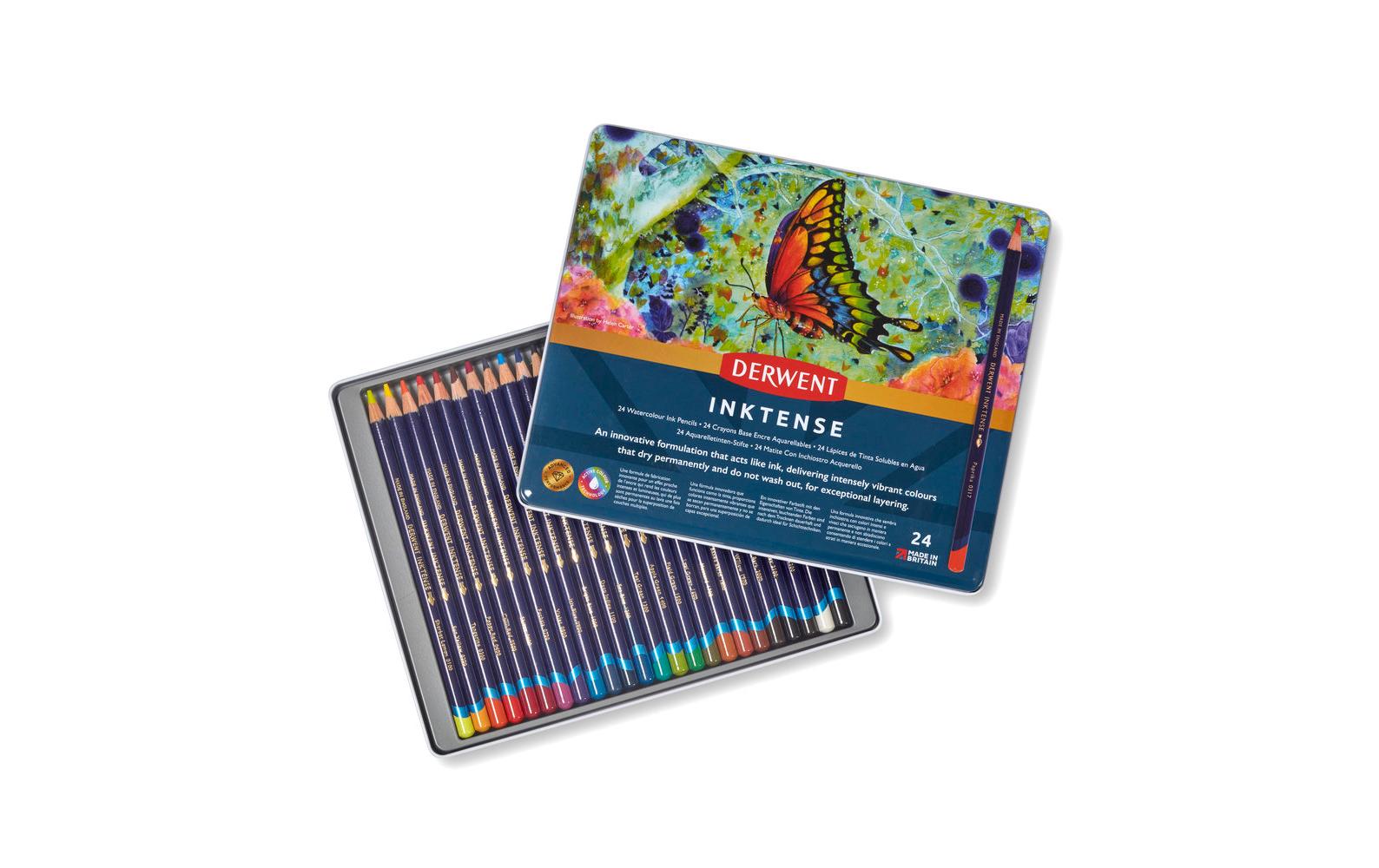 Derwent Inktense Permanent, wasserlösliche Aquarellstifte, 24-teilig