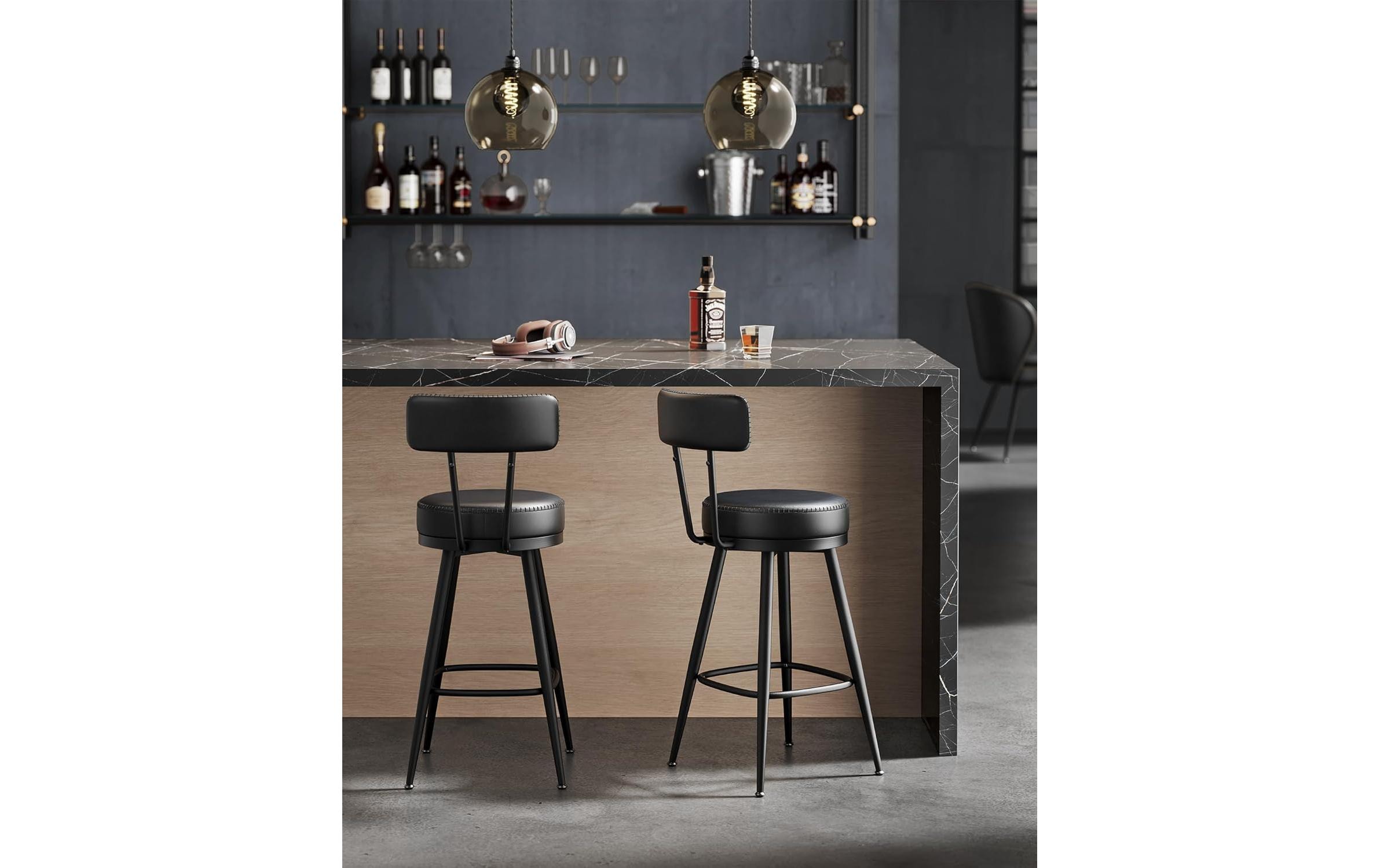 VASAGLE Barhocker 2er Set 54 x 90.5 cm, Schwarz