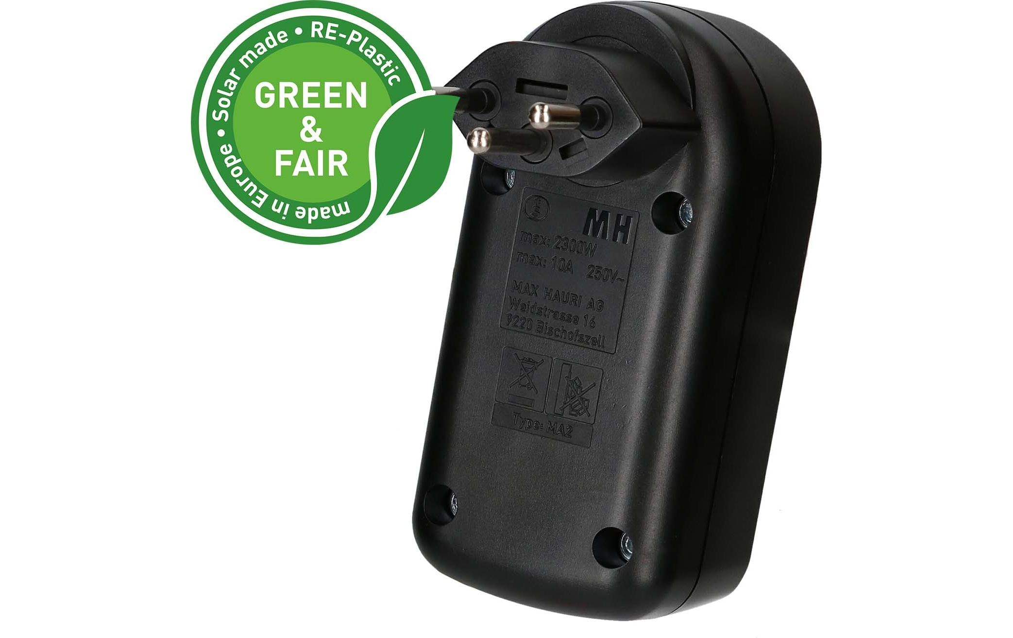 Max Hauri Abzweigstecker ADAPT 2x Typ 13 drehbar Green+Fair