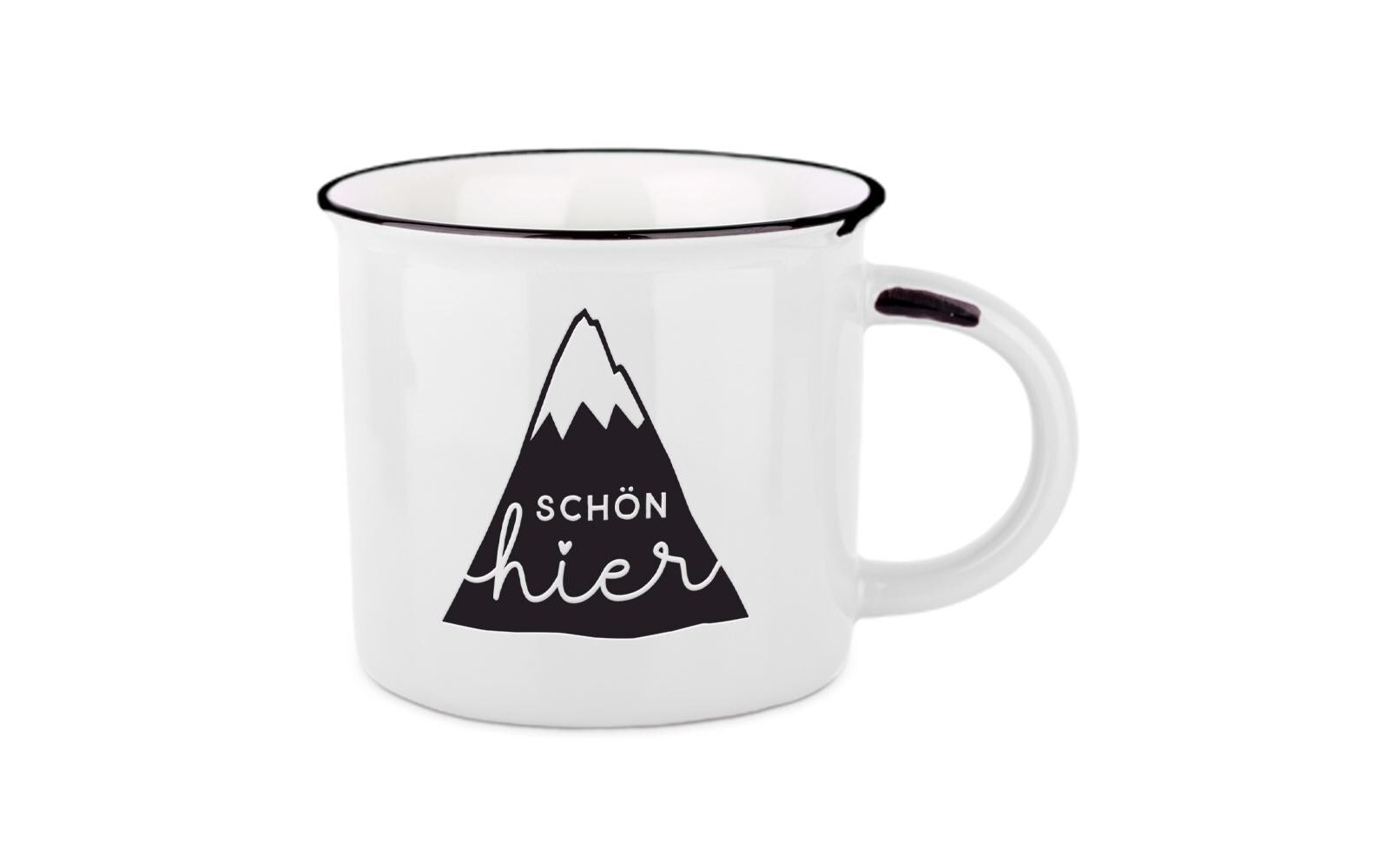 Grafik Werkstatt Vintage Becher Bergglück, Schön hier