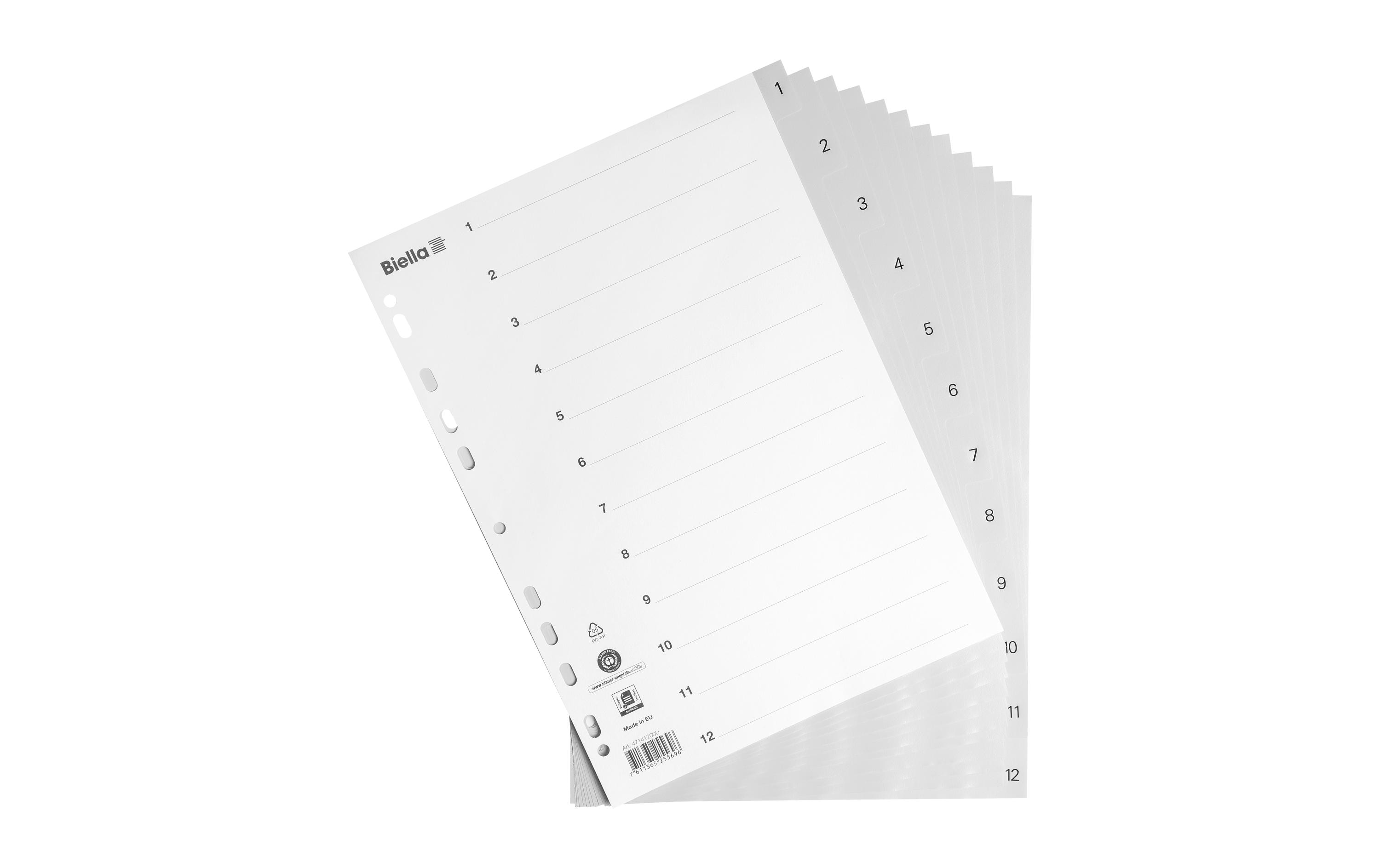 Biella Register A4 1 - 12 mit Indexblatt