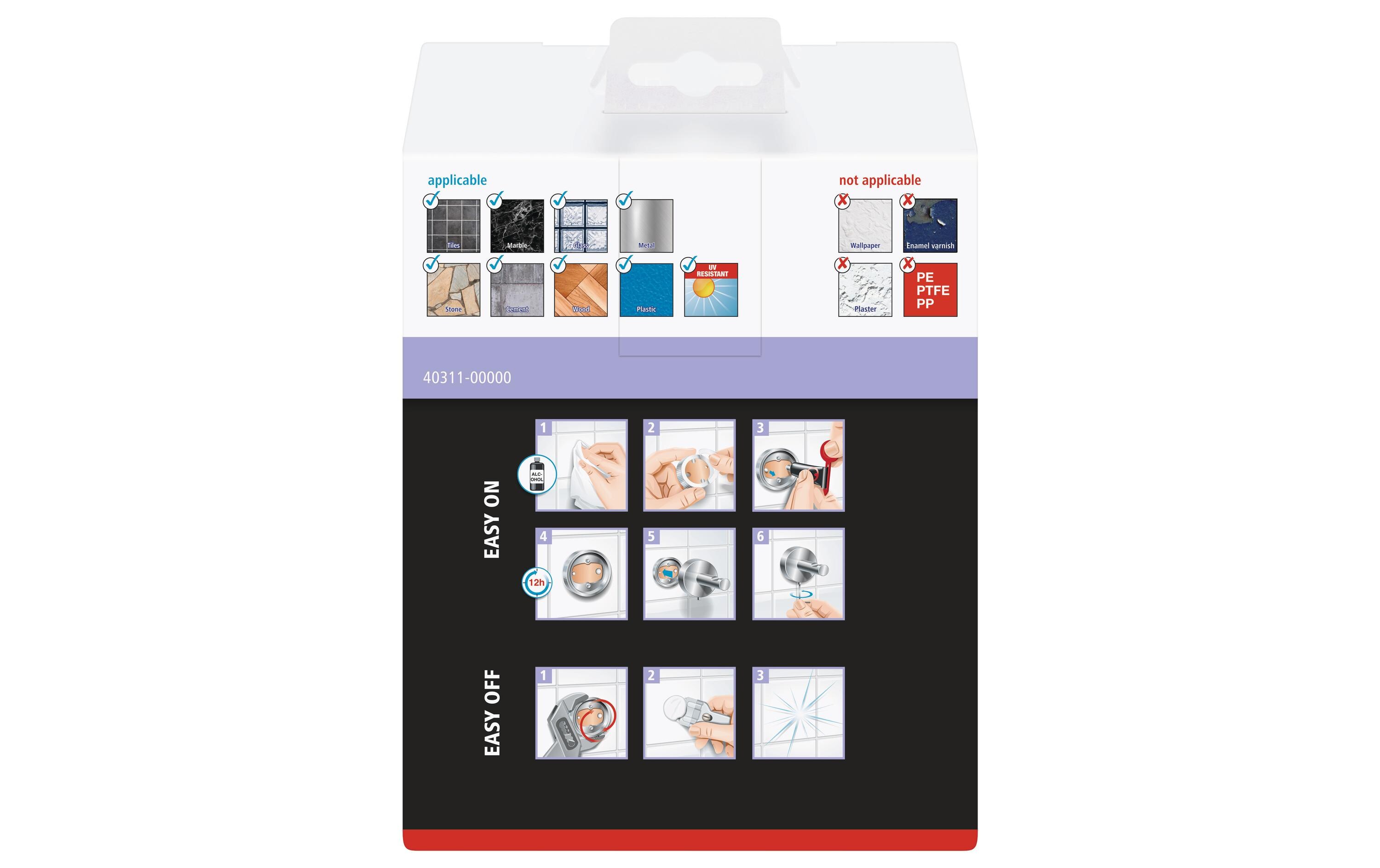 tesa Moon Fönhalterung ohne Bohren, silber