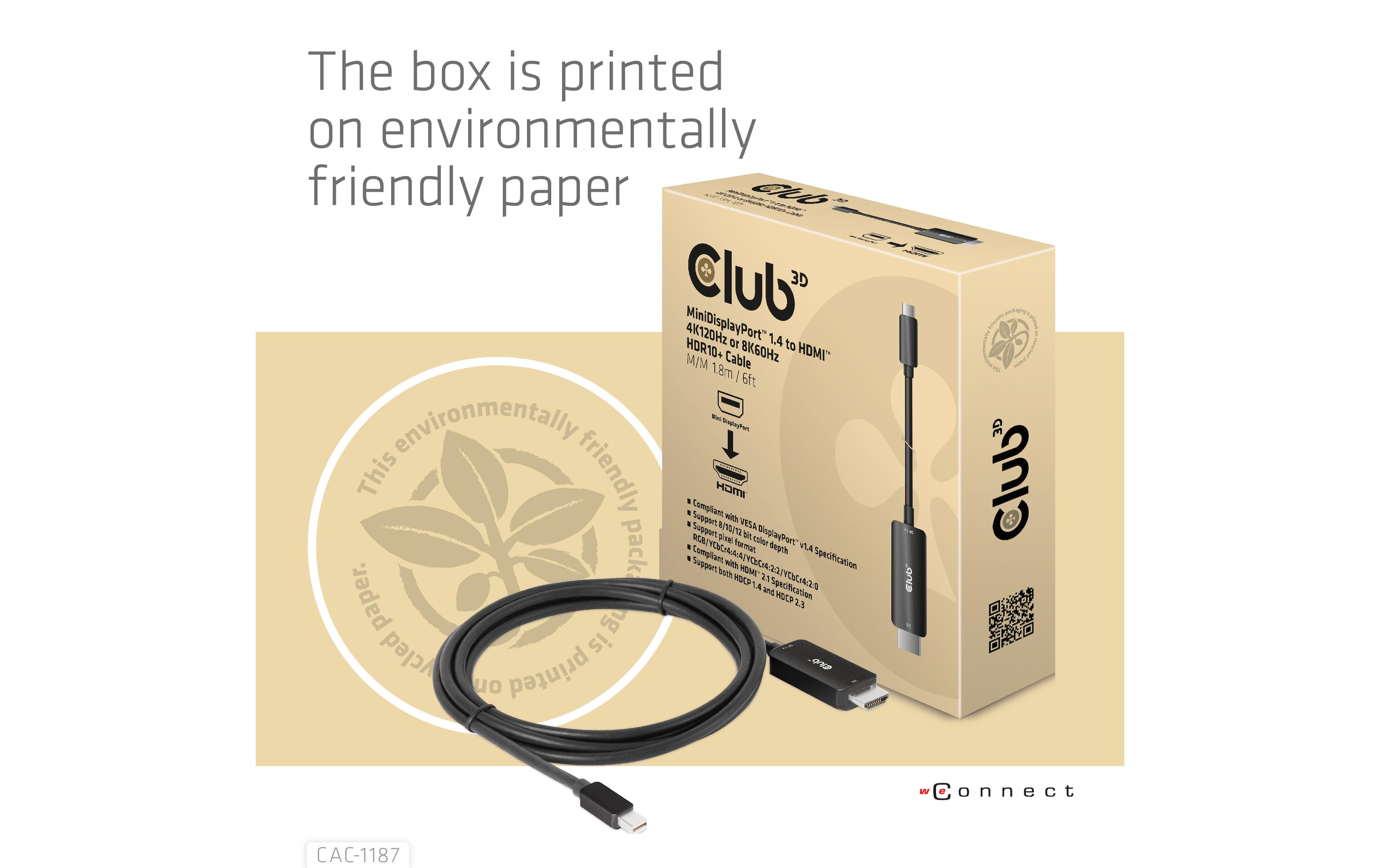 Club 3D Kabel CAC-1187 Mini-DisplayPort - HDMI, 1.8 m